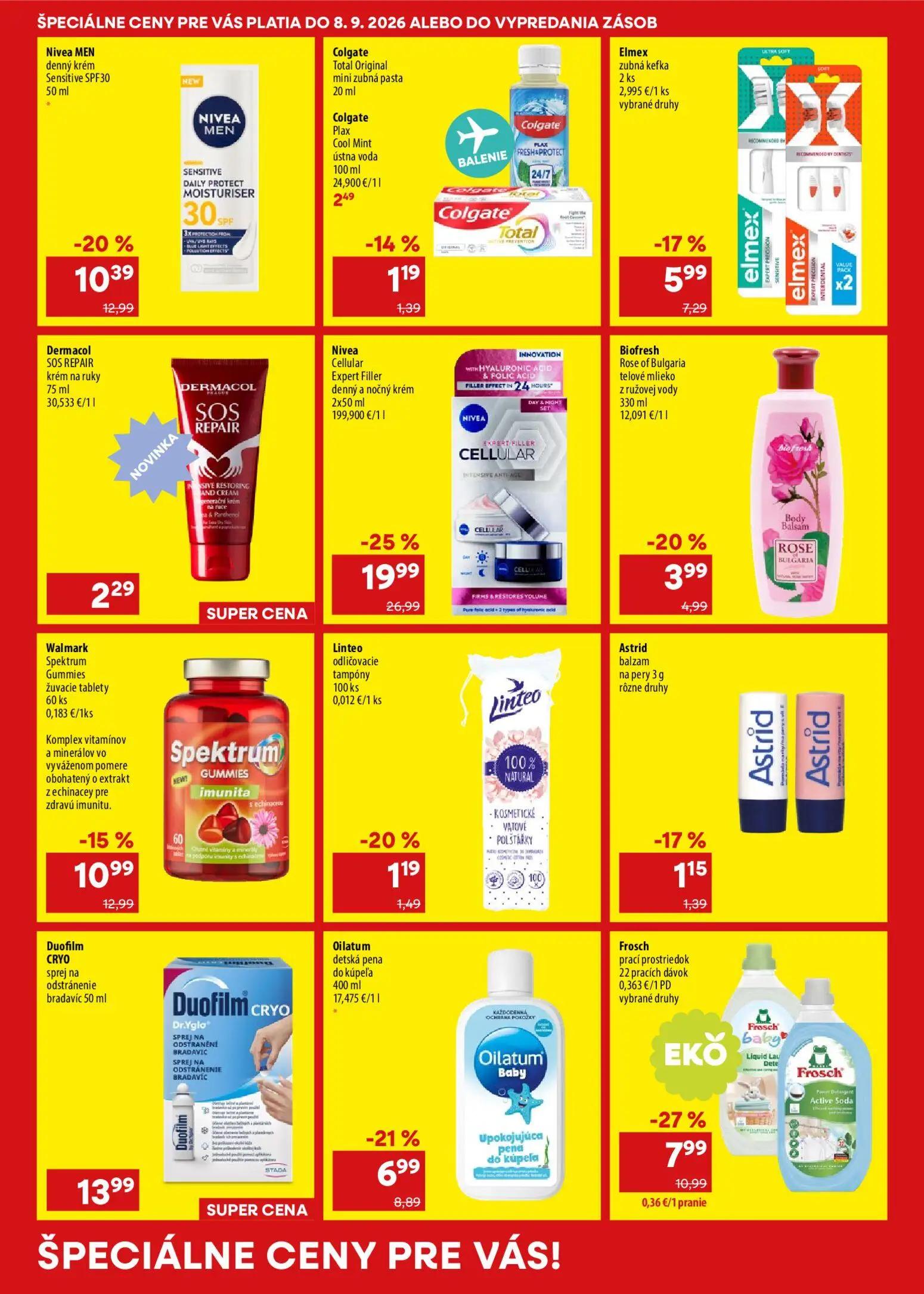101 Drogerie leták, strana 8 z 16 — Nivea Cellular Expert Filler denný a nočný krém, Frosch prací prostriedok, Nivea MEN den…