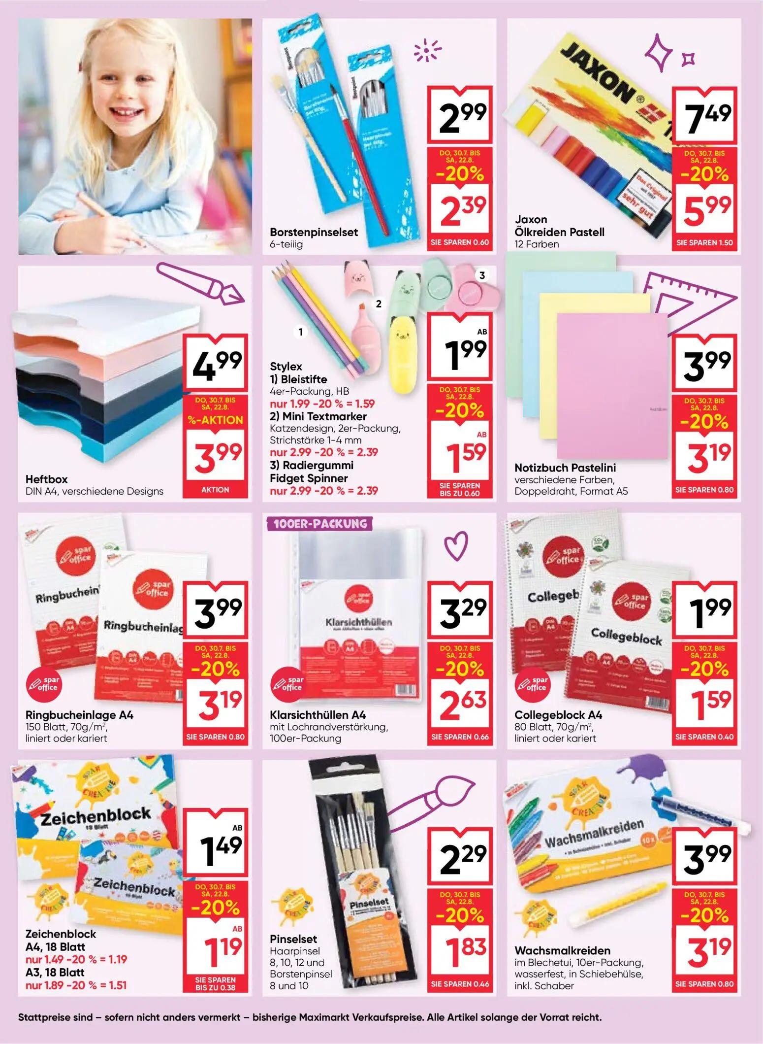 Maximarkt Prospekt, Seite 8 von 8 — Jaxon Ölkreiden Pastell, Heftbox, Notizbuch Pastelini