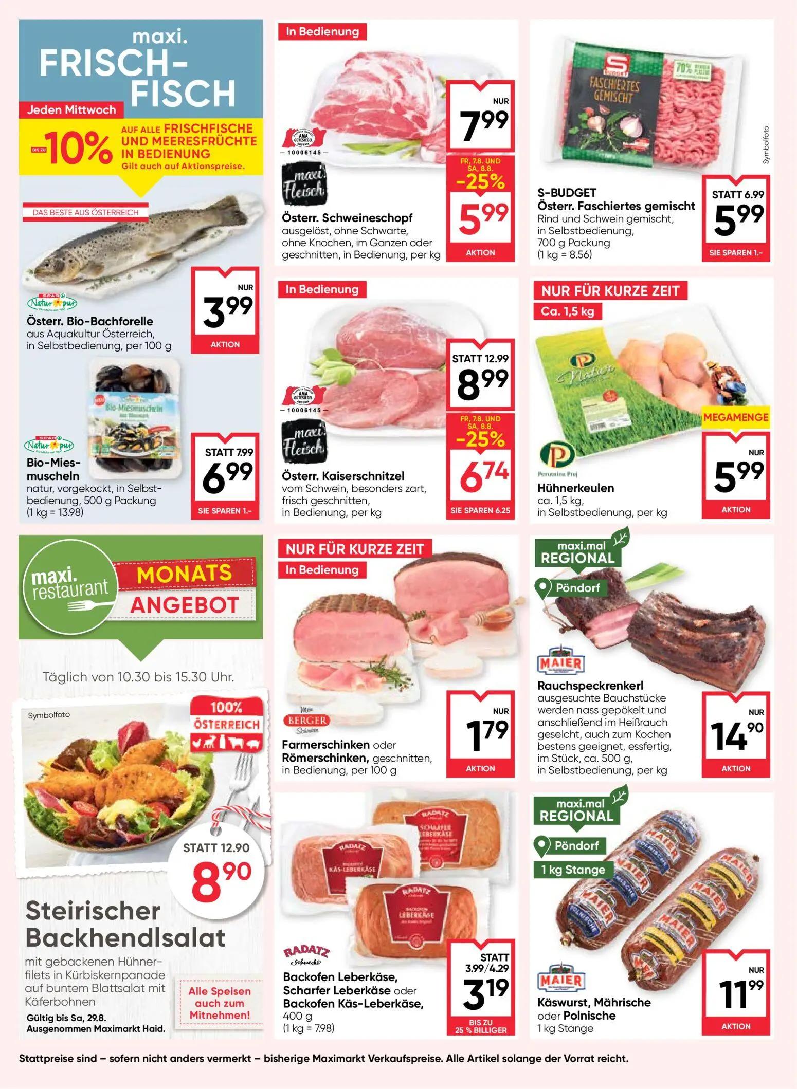 Maximarkt Prospekt, Seite 8 von 24 — Österr. Kaiserschnitzel, Steirischer Backhendlsalat, Österr. Schweineschopf