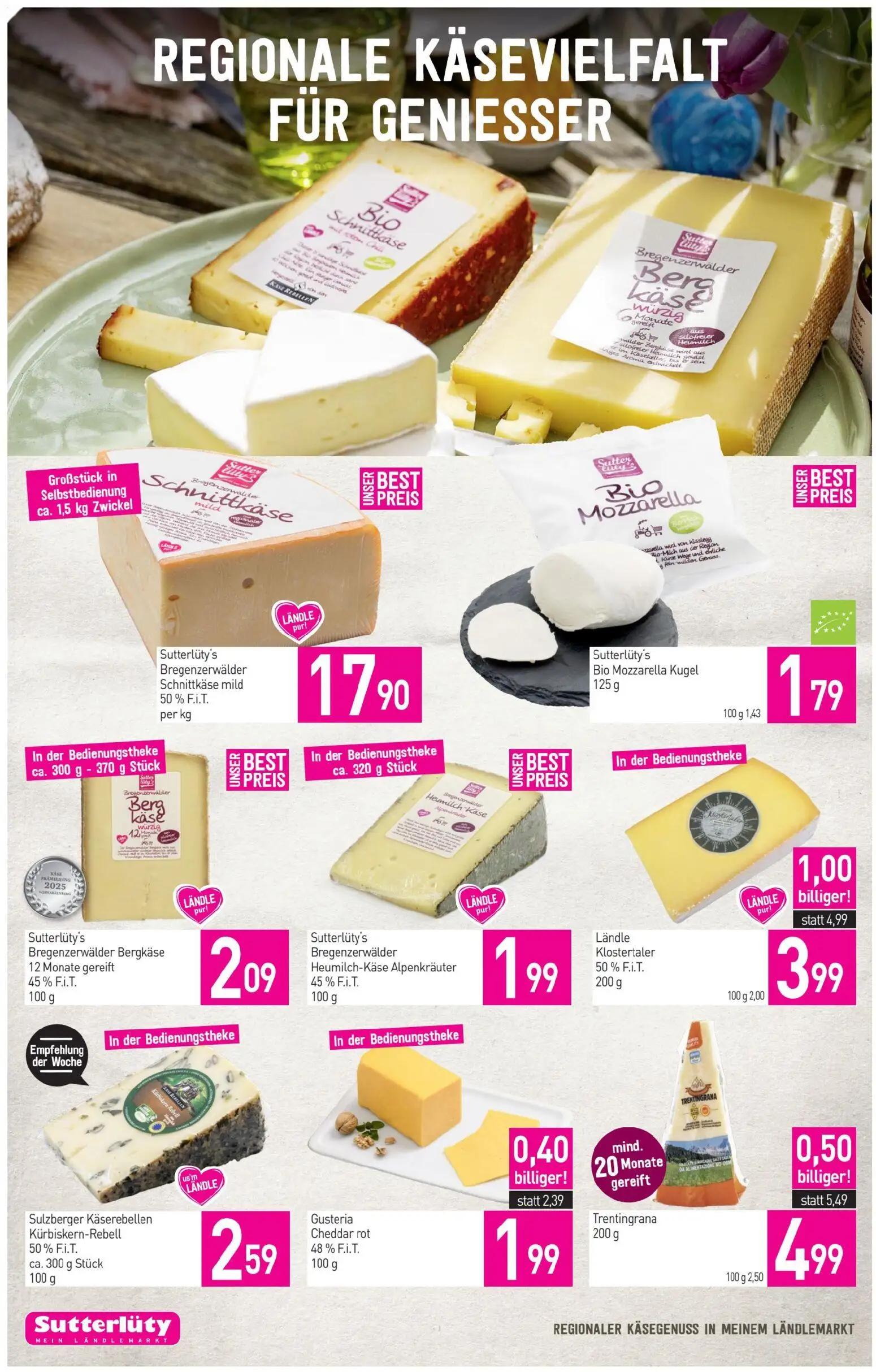 Sutterlüty Prospekt, Seite 8 von 12 — Ländle Klostertaler, Trentingrana, Gusteria Cheddar rot