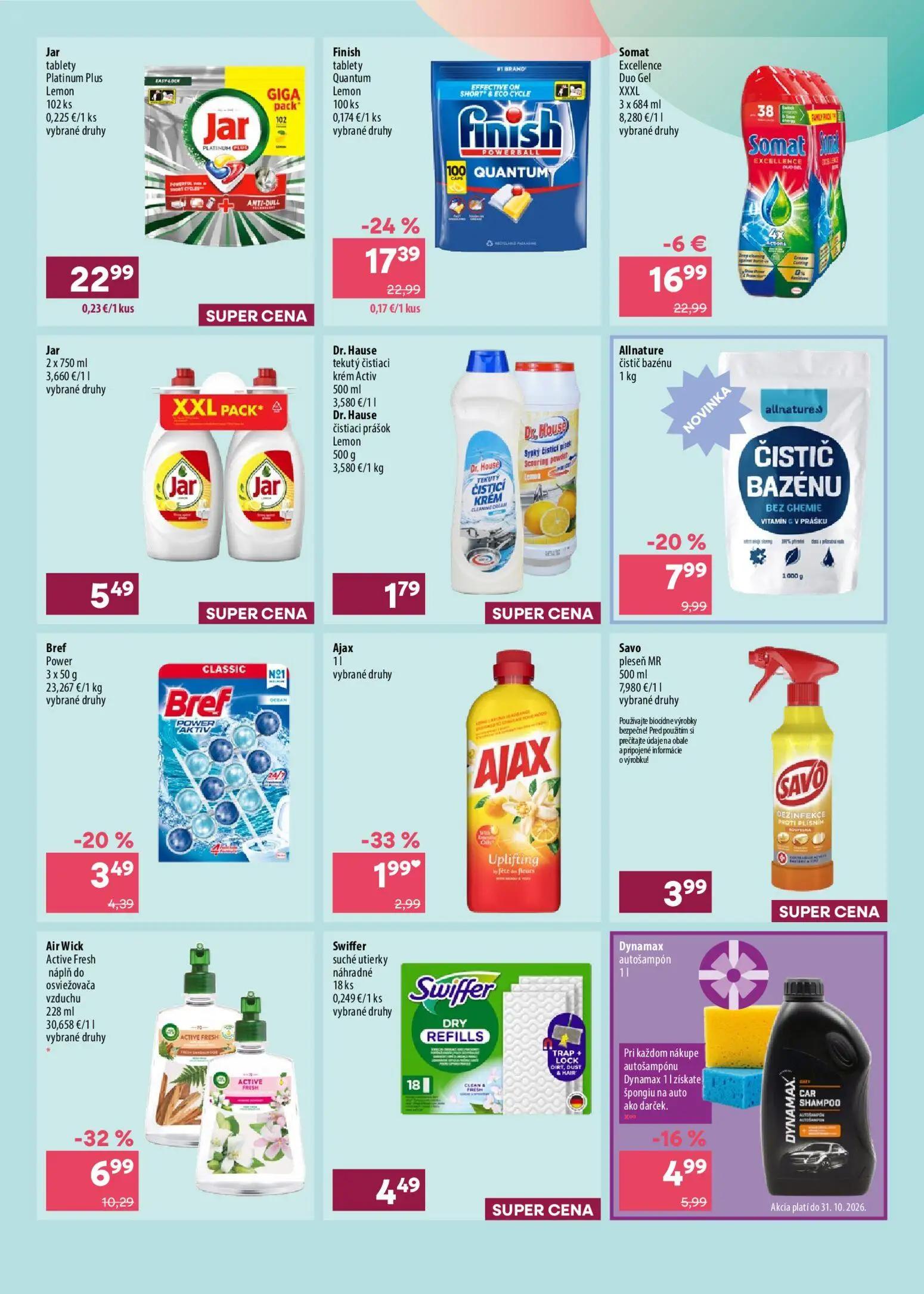 101 Drogerie leták, strana 9 z 16 — Somat Excellence Duo Gel XXXL, Finish tablety Quantum Lemon, Air Wick Active Fresh náplň…