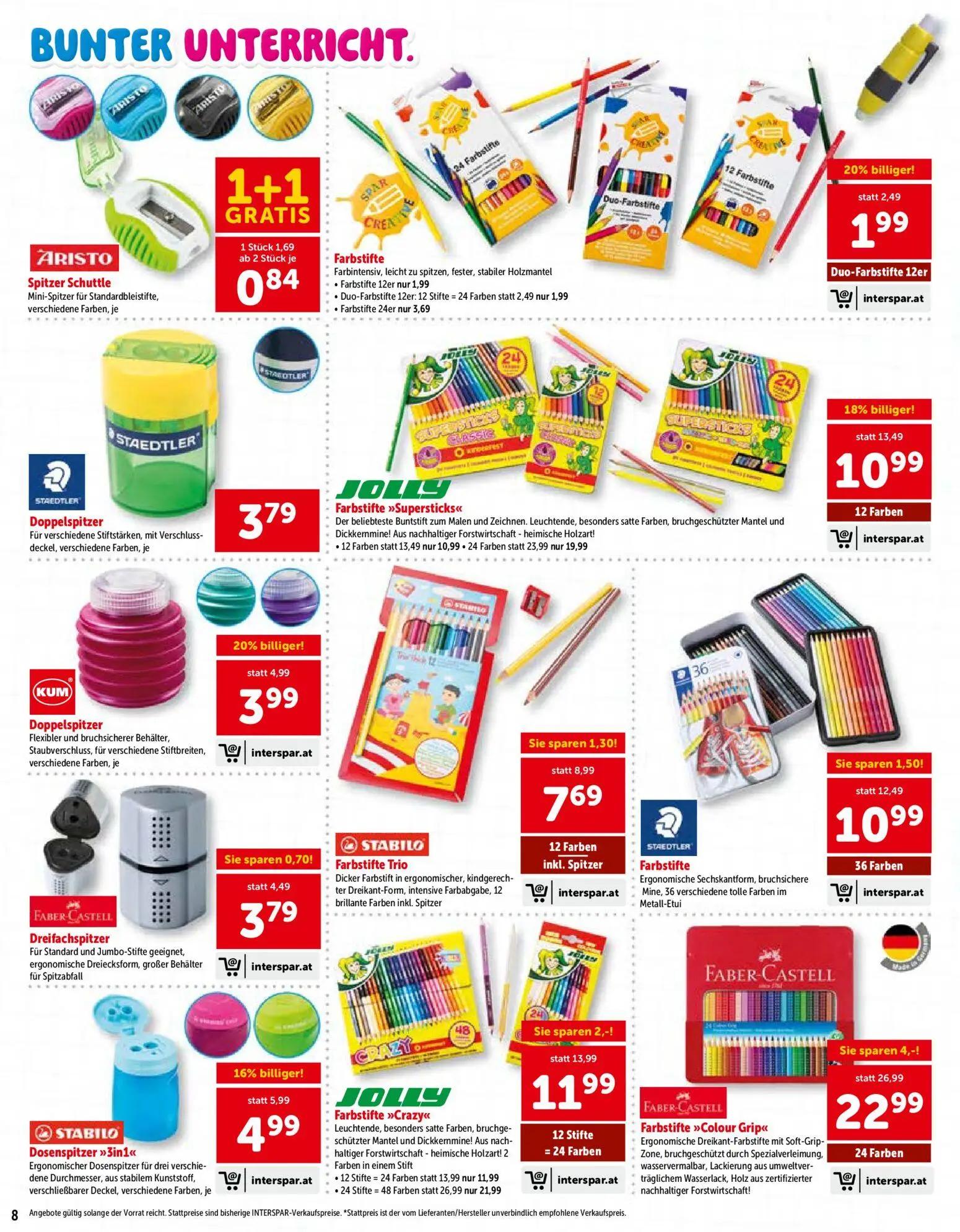 Interspar Prospekt, Seite 8 von 24 — Farbstifte »Colour Grip«, Farbstifte »Supersticks«, Farbstifte »Crazy«