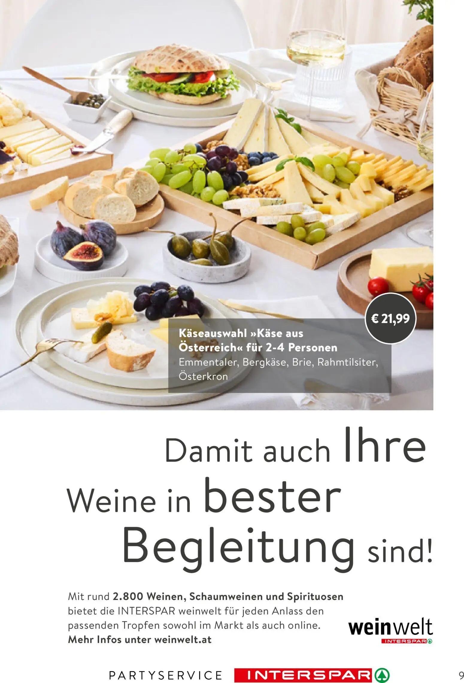 Interspar Prospekt, Seite 9 von 24 — Käseauswahl "Käse aus Österreich" für 2-4 Personen