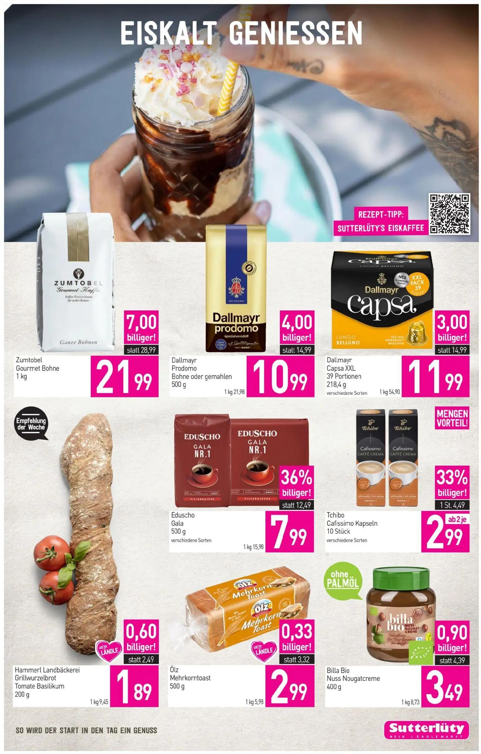 Sutterlüty Prospekt, Seite 9 von 12 — Zumtobel Gourmet Bohne, Eduscho Gala, Dallmayr Prodomo Bohne oder gemahlen