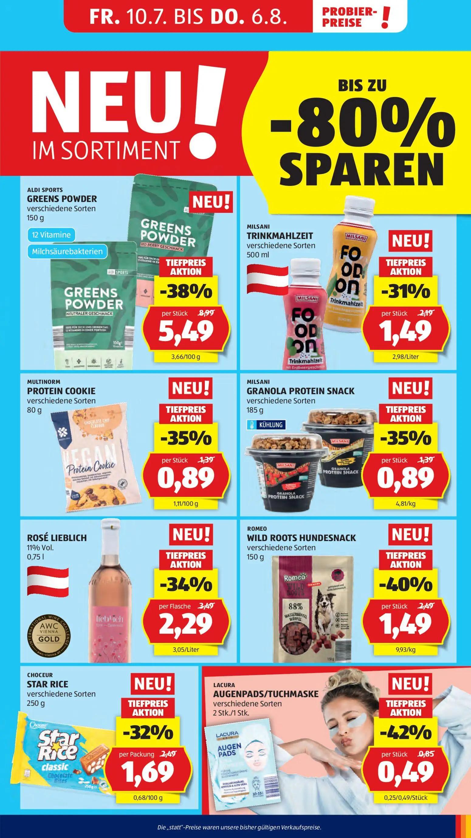Hofer Prospekt, Seite 7 von 47 — ALDI SPORTS GREENS POWDER, CHOCEUR STAR RICE, MILSANI TRINKMAHLZEIT