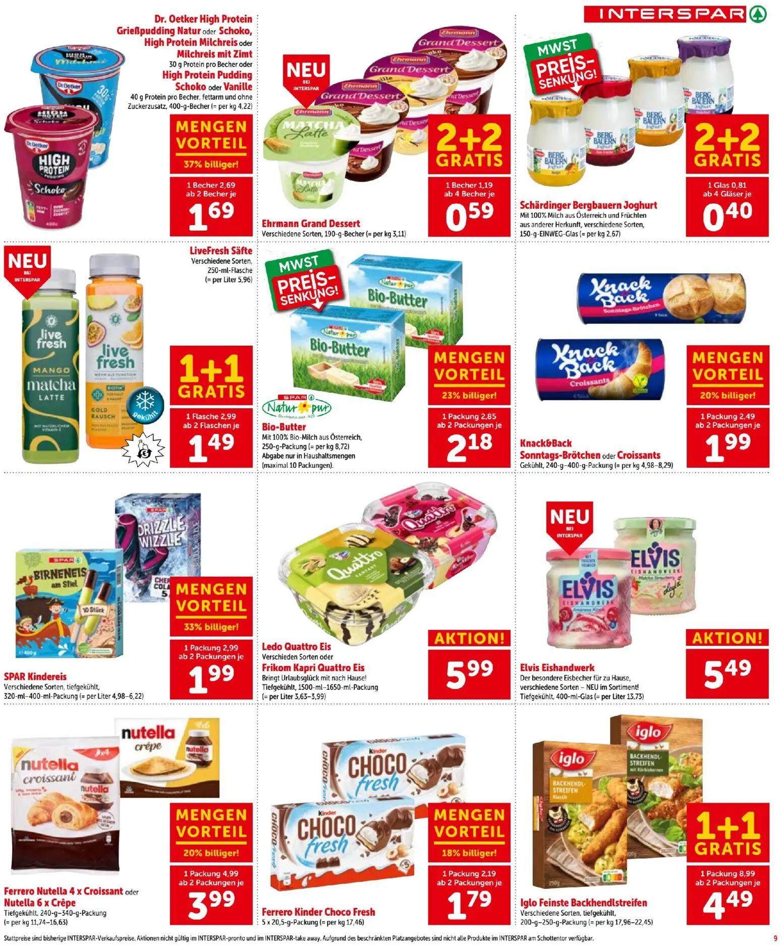Interspar Prospekt, Seite 10 von 22 — Ferrero Nutella 4 x Croissant oder Nutella 6 x Crêpe, Ferrero Kinder Choco Fresh