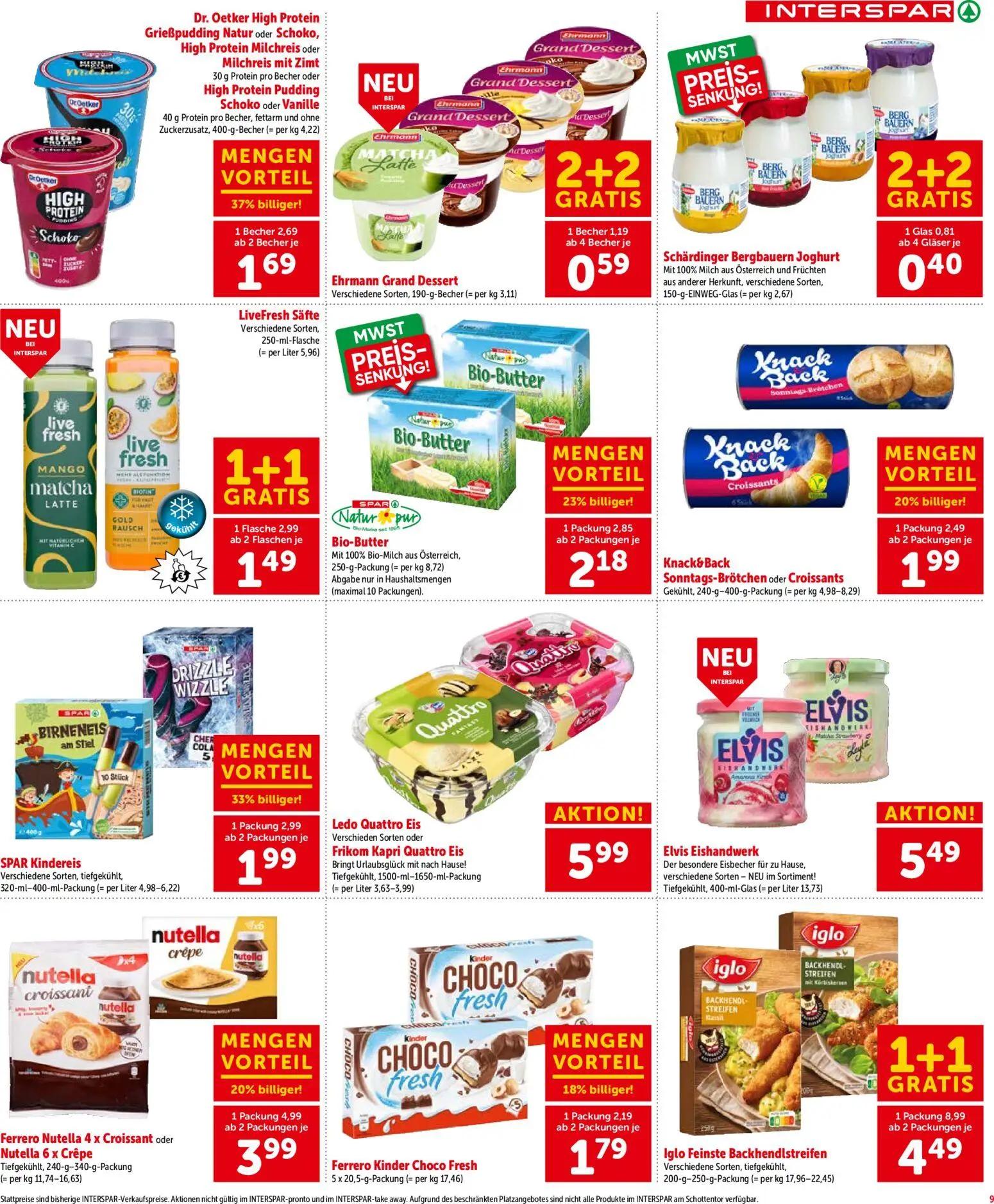 Interspar Prospekt, Seite 10 von 21 — Ferrero Nutella 4 x Croissant oder Nutella 6 x Crêpe, Ferrero Kinder Choco Fresh