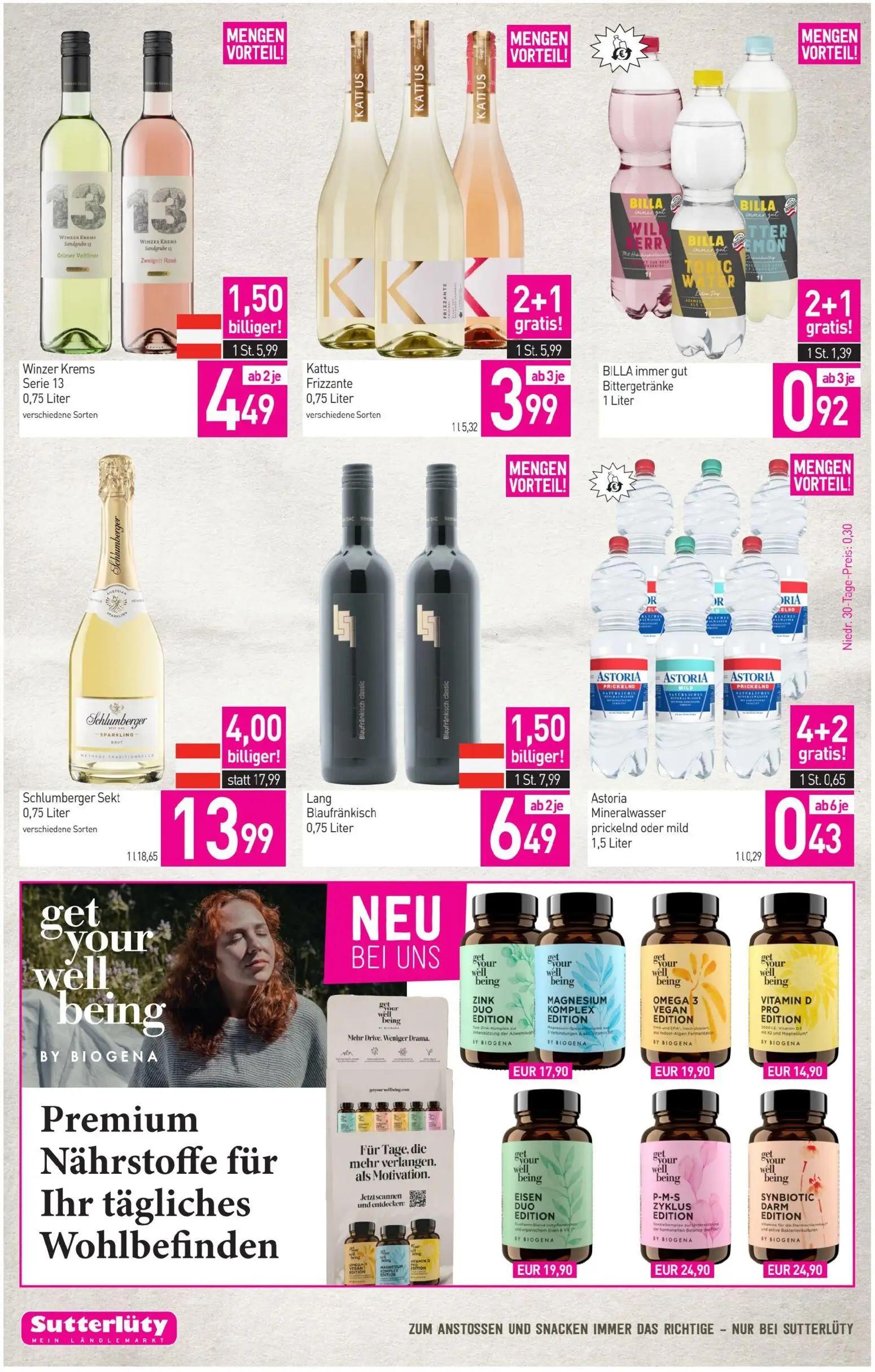 Sutterlüty Prospekt, Seite 10 von 12 — Schlumberger Sekt, Winzer Krems Serie 13, Kattus Frizzante