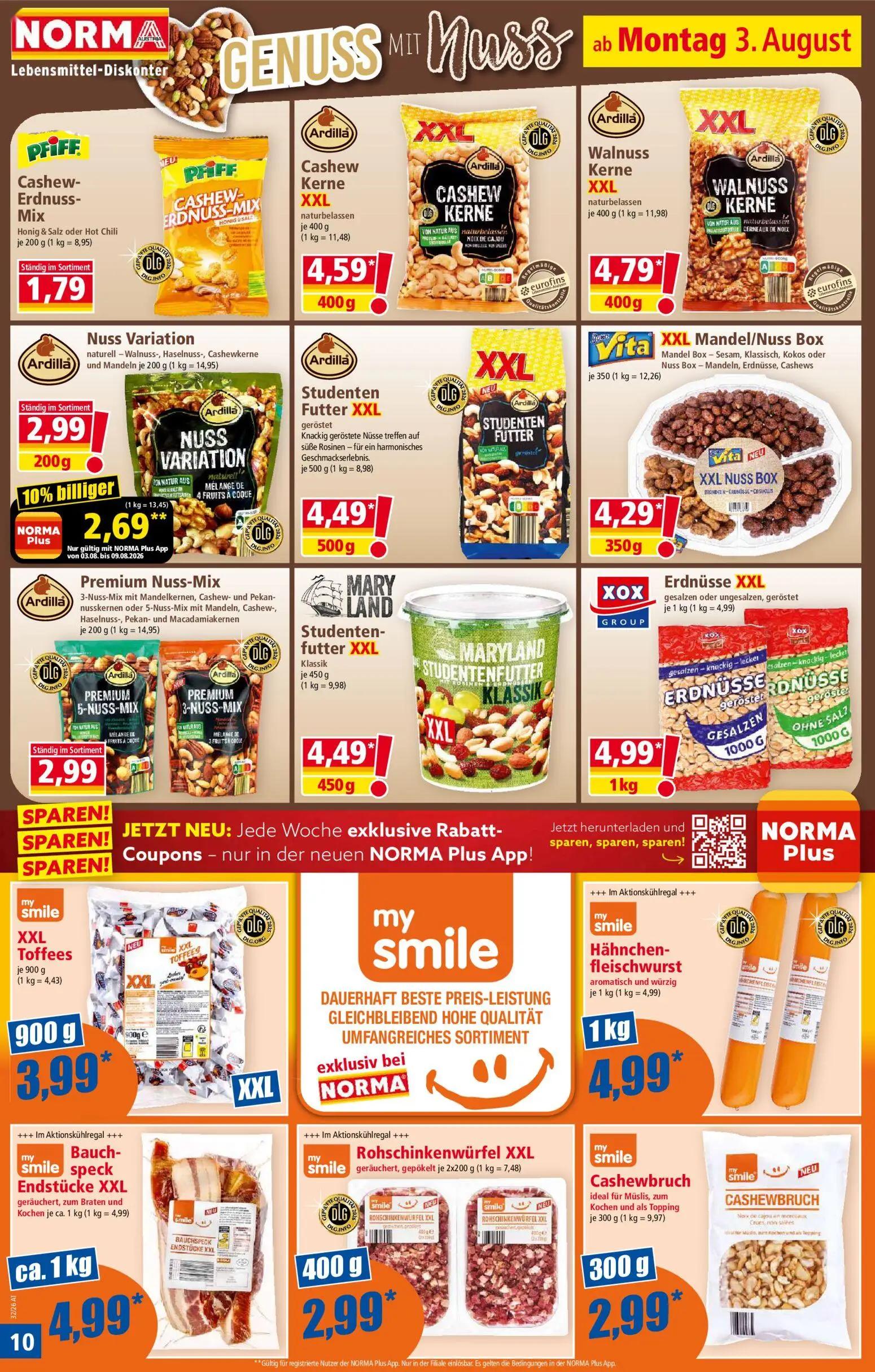Norma Prospekt, Seite 10 von 18 — Nuss Variation, Cashew-Erdnuss-Mix, Cashew Kerne XXL