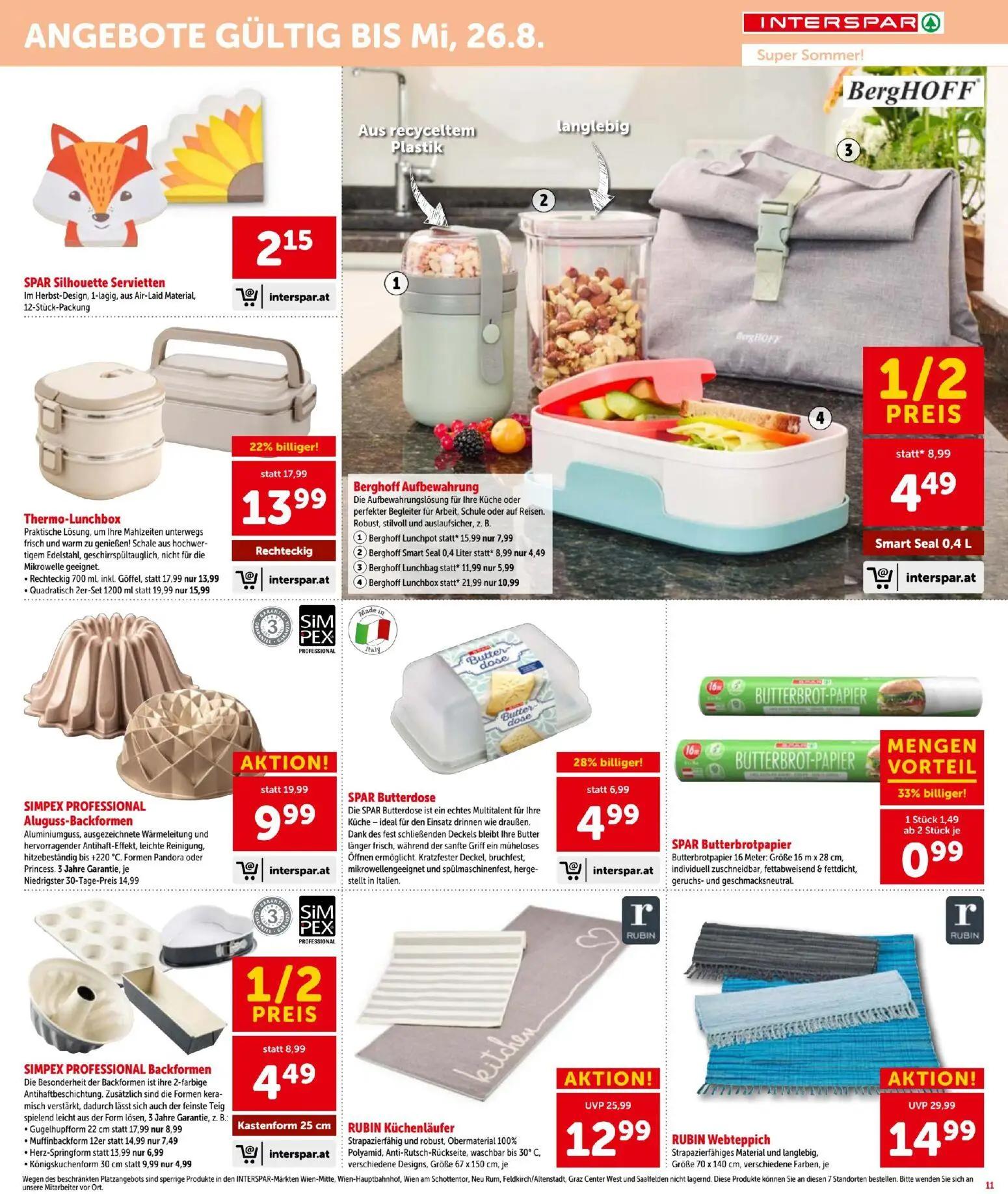 Interspar Prospekt, Seite 11 von 16 — SIMPEX PROFESSIONAL Aluguss-Backformen, Gugelhupfform 22 cm, Muffinbackform 12er