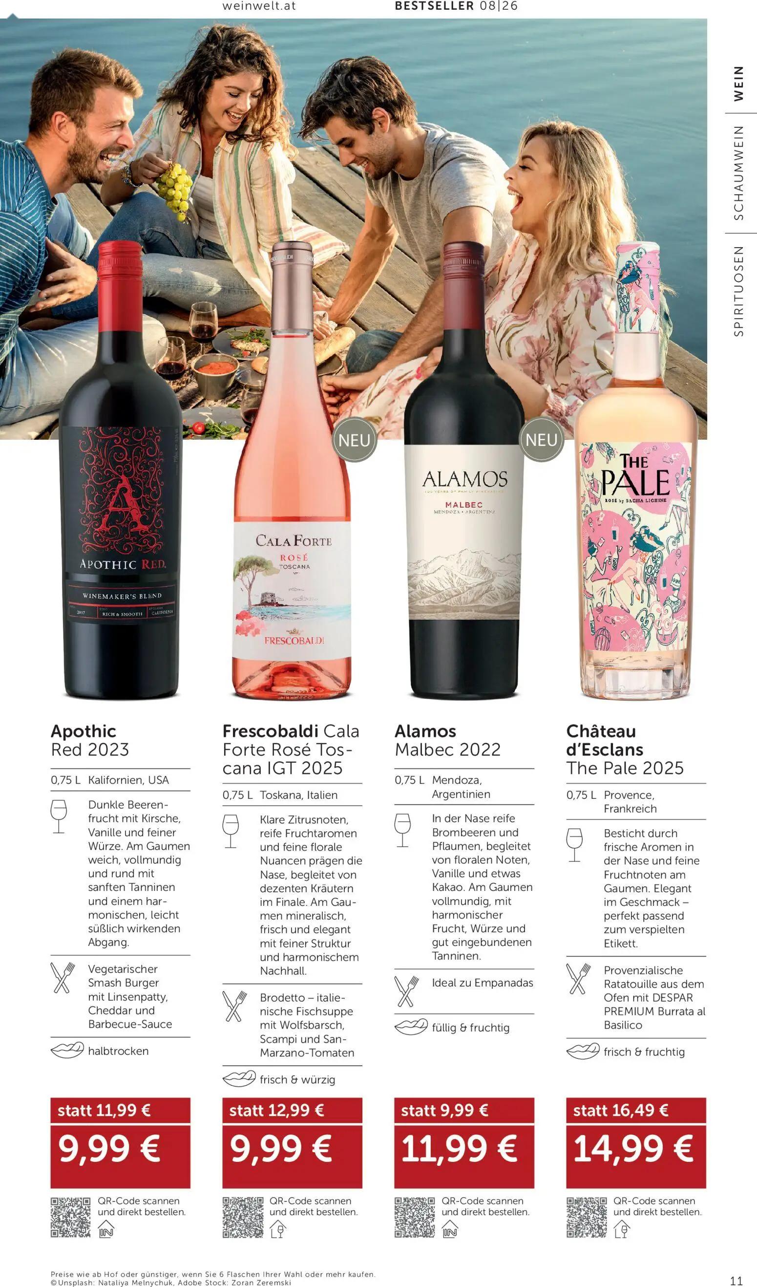 Interspar Prospekt, Seite 11 von 24 — Frescobaldi Cala Forte Rosé Toscana IGT 2025, Château d'Esclans The Pale 2025