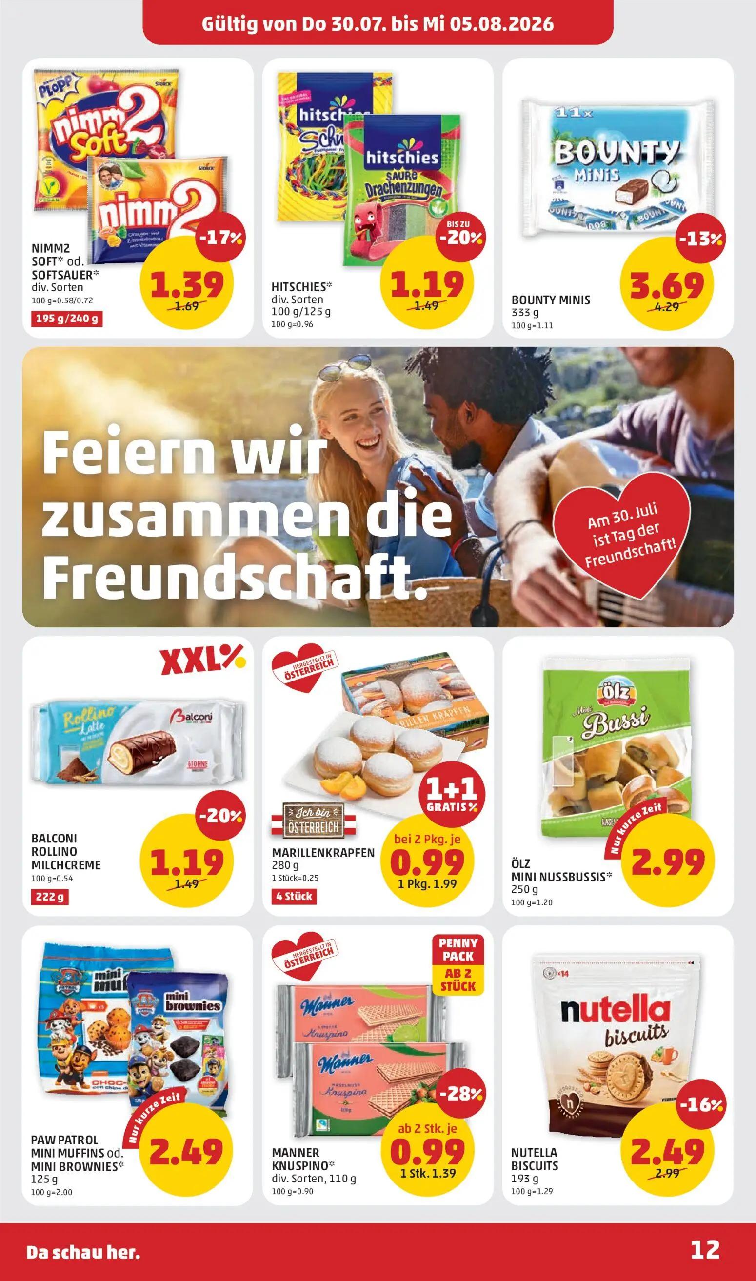 PENNY Prospekt, Seite 12 von 28 — MARILLENKRAPFEN, BOUNTY MINIS, NUTELLA BISCUITS