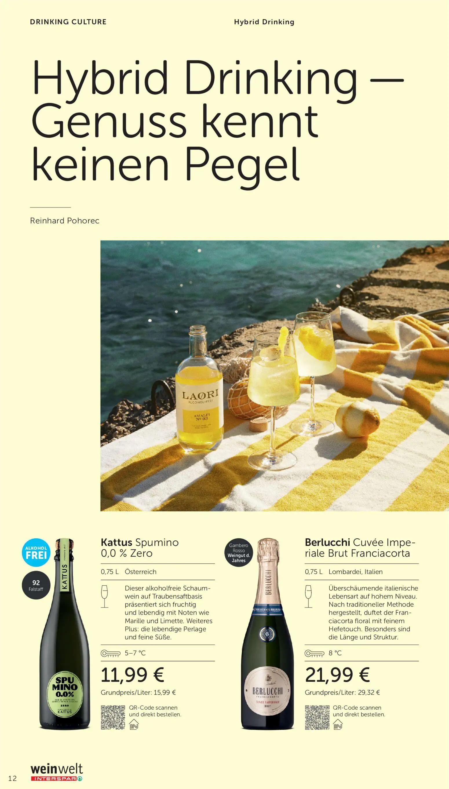 Interspar Prospekt, Seite 12 von 32 — Kattus Spumino 0,0% Zero, Berlucchi Cuvée Imperiale Brut Franciacorta