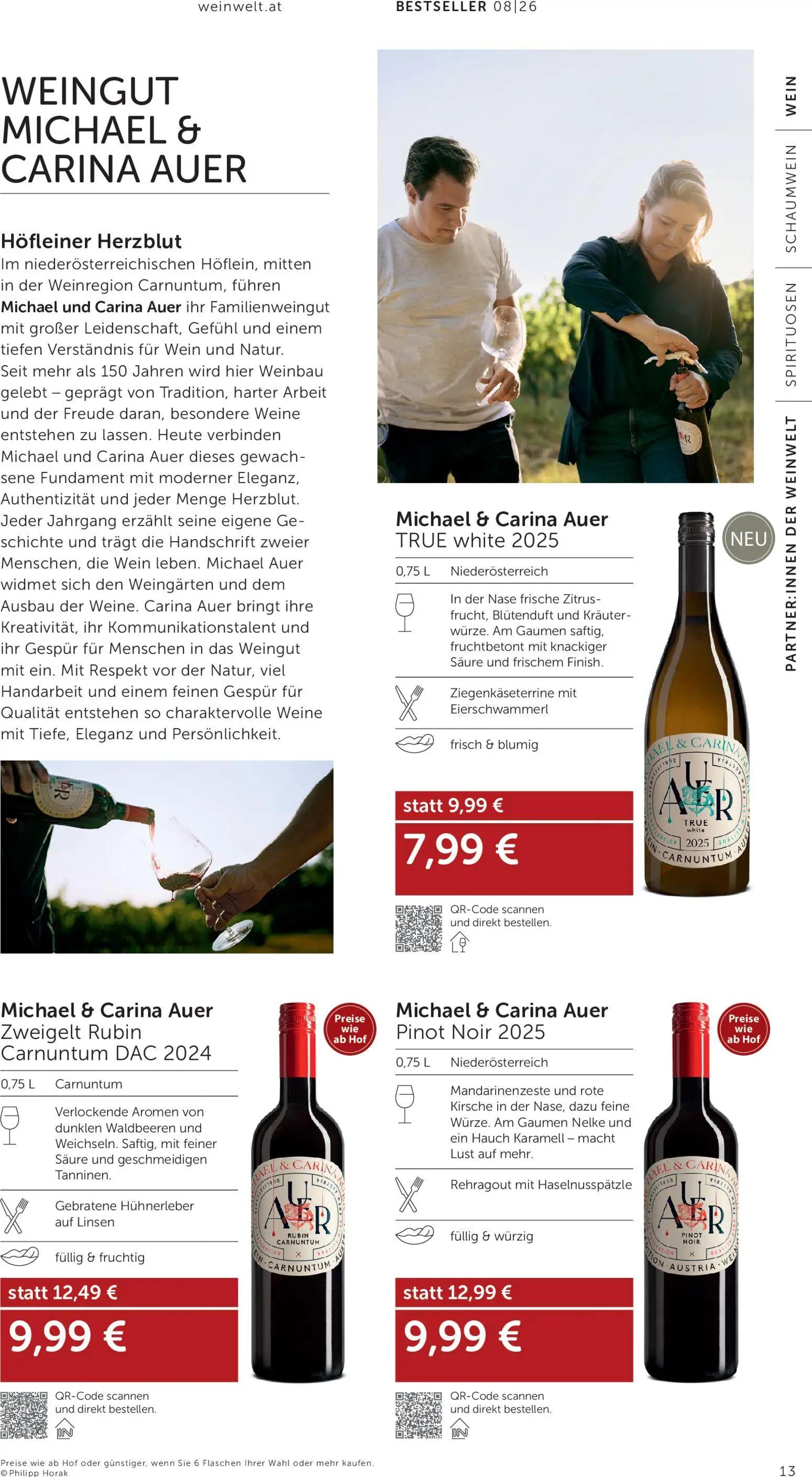 Interspar Prospekt, Seite 13 von 24 — Michael & Carina Auer Pinot Noir 2025, Michael & Carina Auer Zweigelt Rubin Carnuntum …