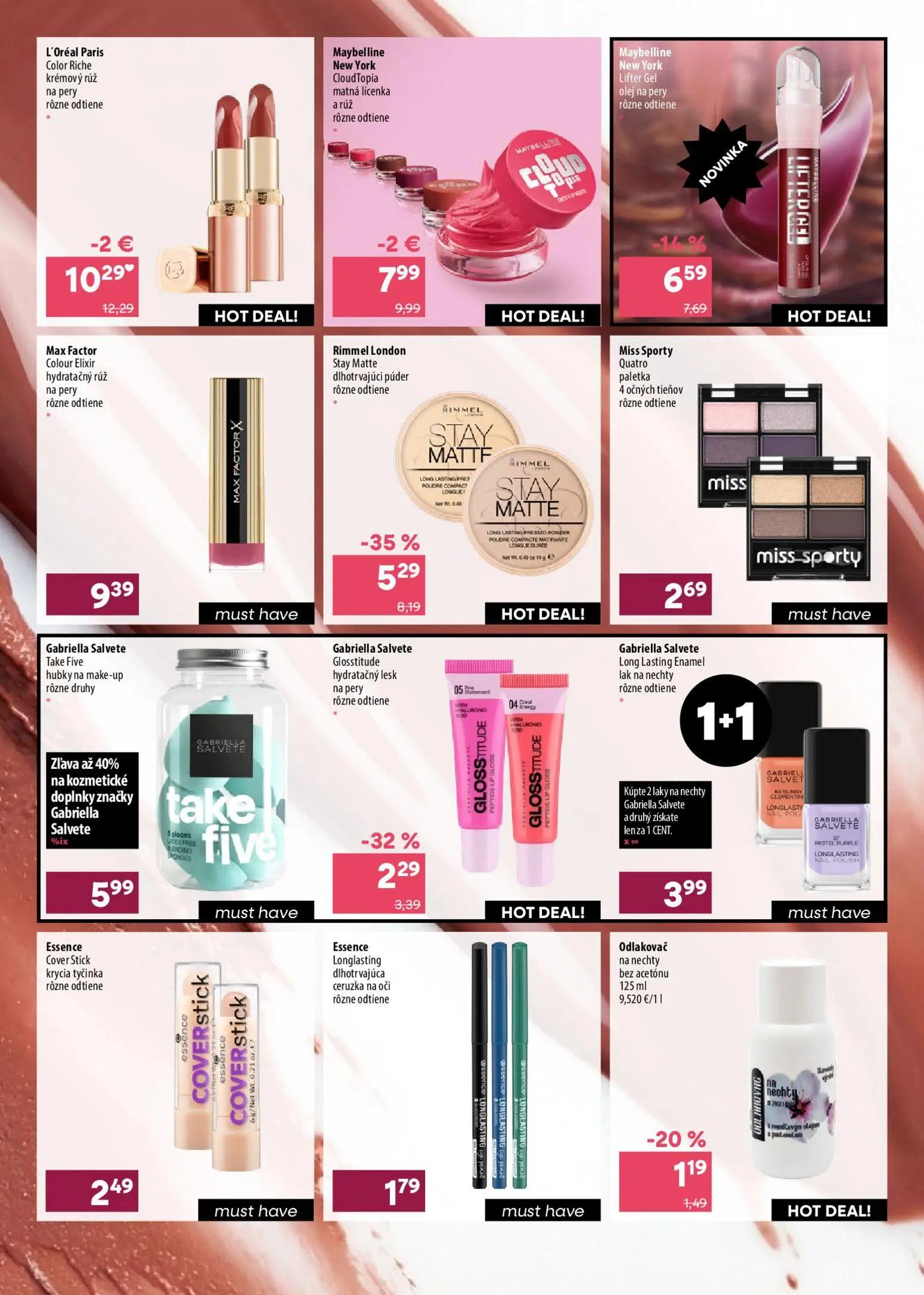101 Drogerie leták, strana 14 z 16 — Take Five hubky na make-up, Stay Matte dlhotrvajúci púder, Color Riche krémový rúž na p…