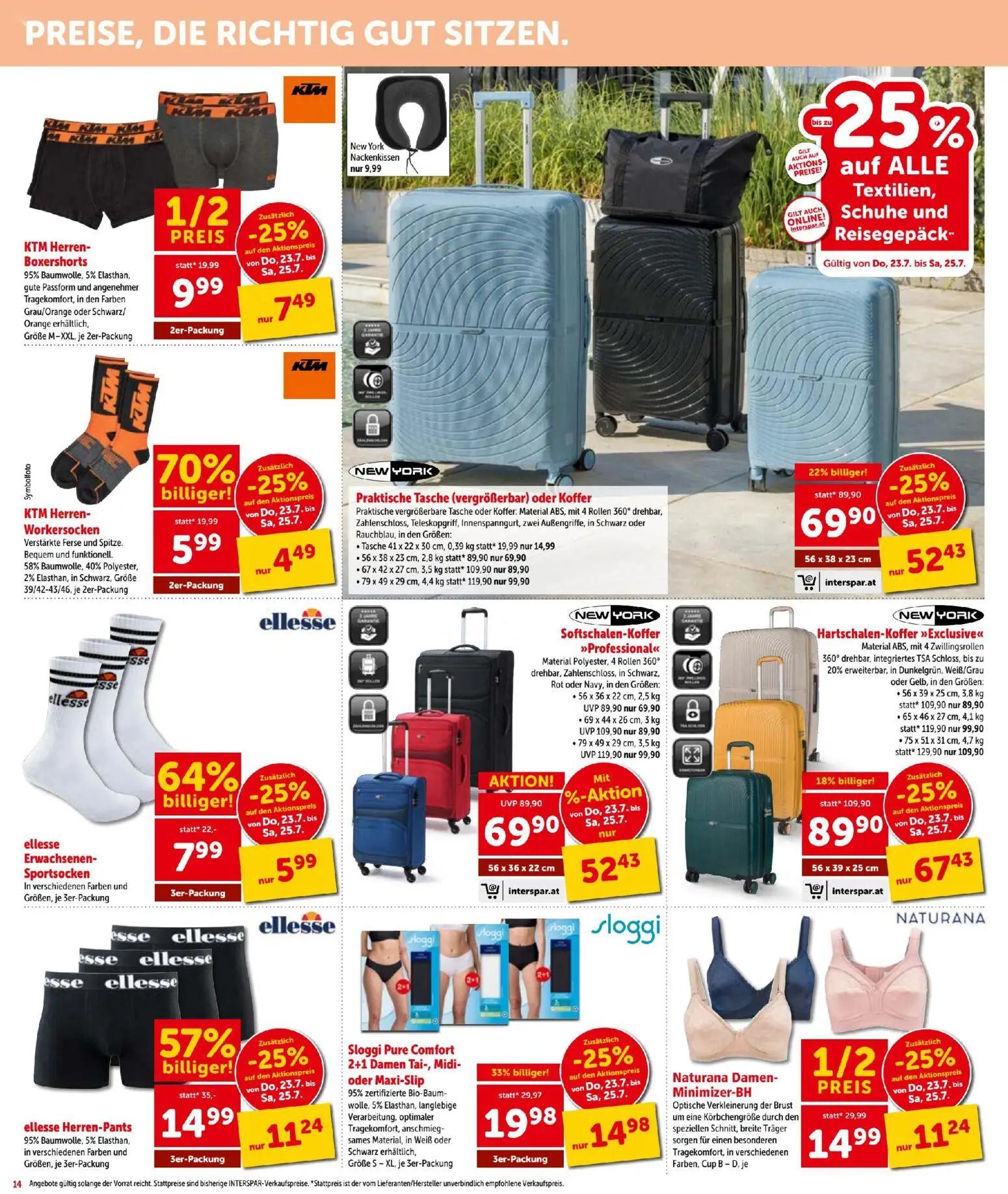 Interspar Prospekt, Seite 14 von 16 — Hartschalen-Koffer, Praktische Tasche (vergrößerbar) oder Koffer, Softschalen-Koffer