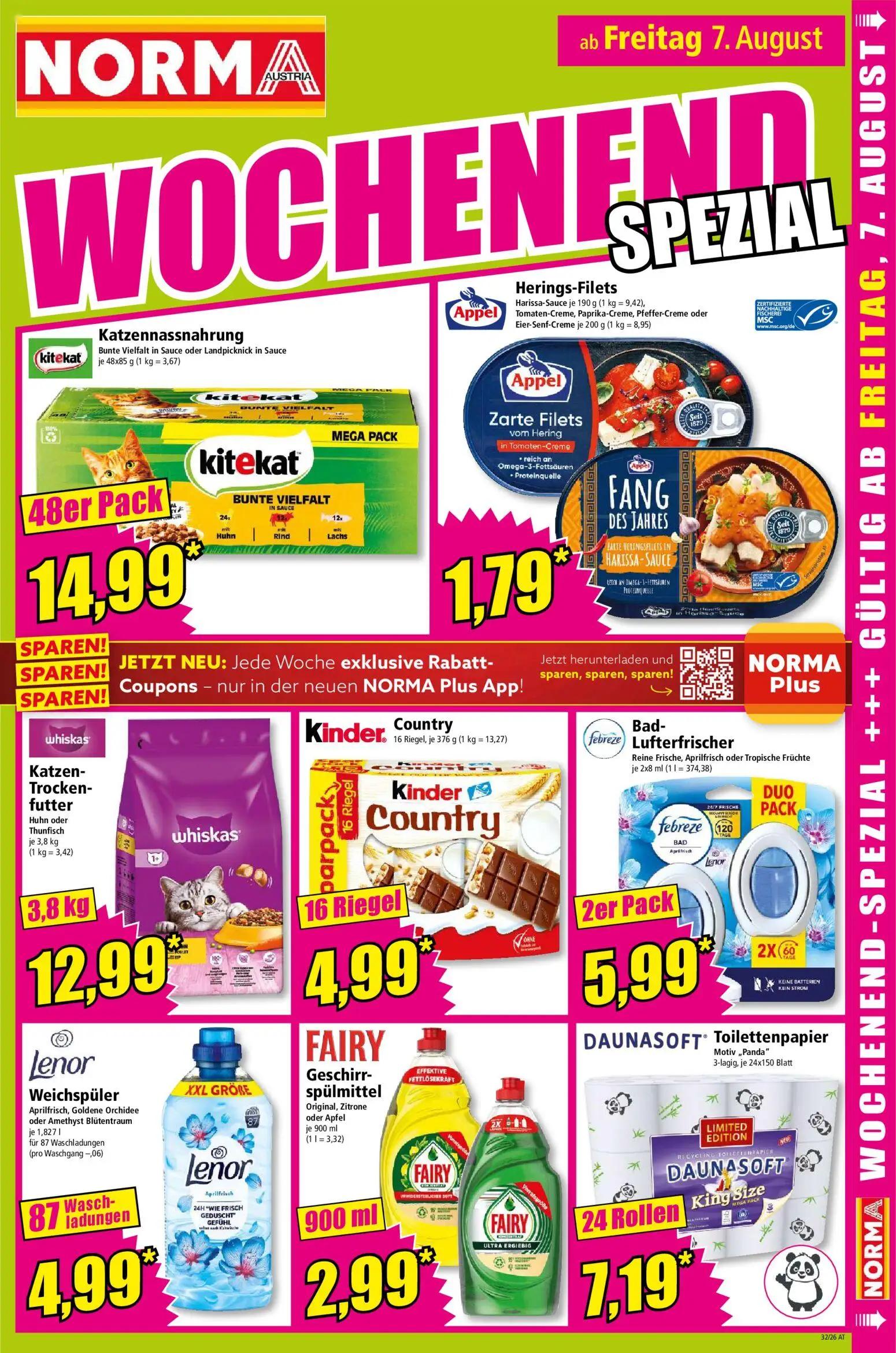Norma Prospekt, Seite 14 von 18 — Katzennassnahrung, Herings-Filets, Katzen-Trockenfutter