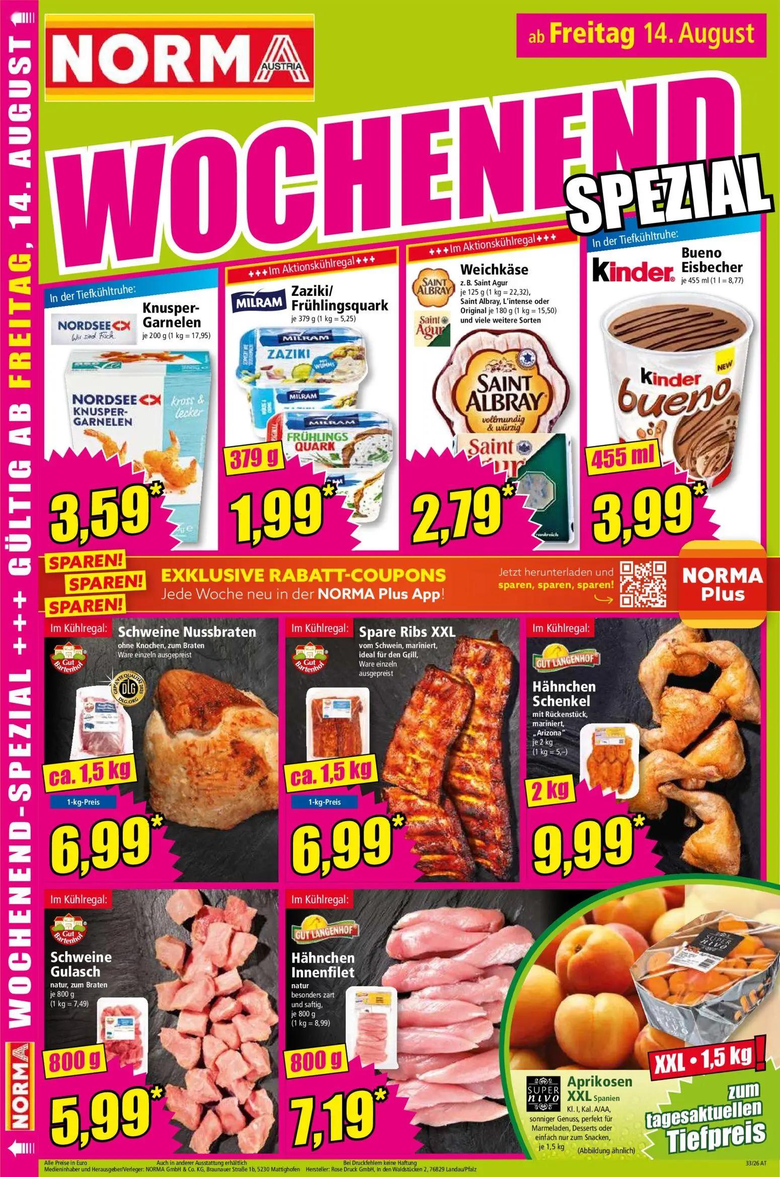 Norma Prospekt, Seite 14 von 18 — Knusper-Garnelen, Zaziki/Frühlingsquark, Weichkäse