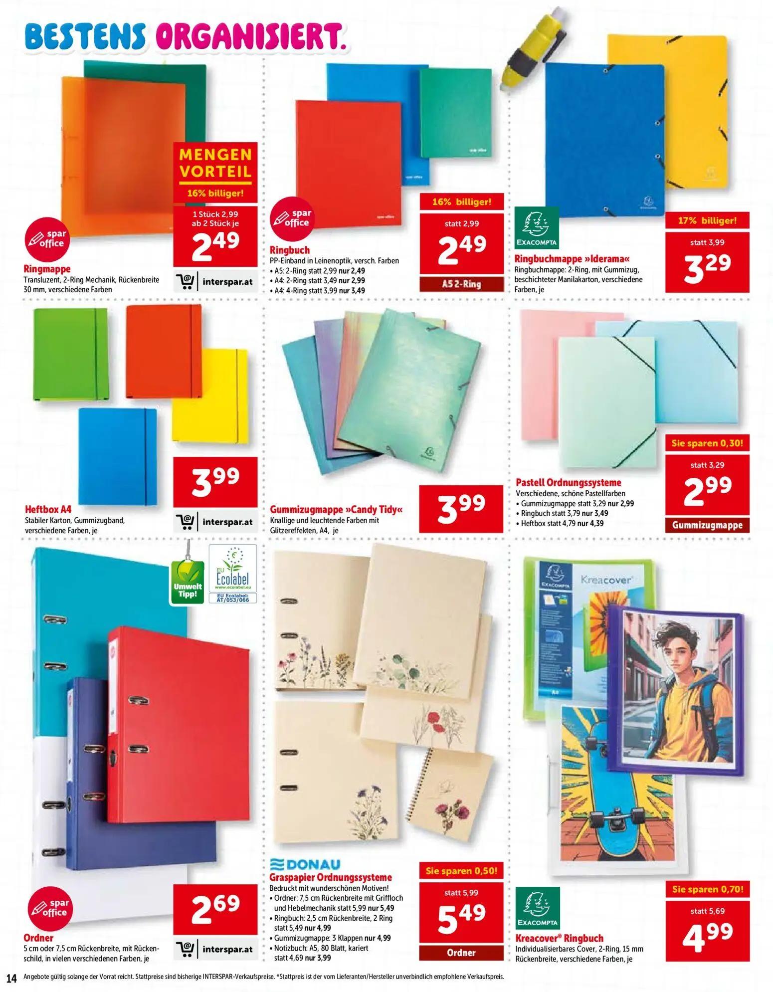 Interspar Prospekt, Seite 14 von 24 — Ringbuch PP-Einband in Leinenoptik, Ringbuchmappe "Iderama", Kreacover® Ringbuch