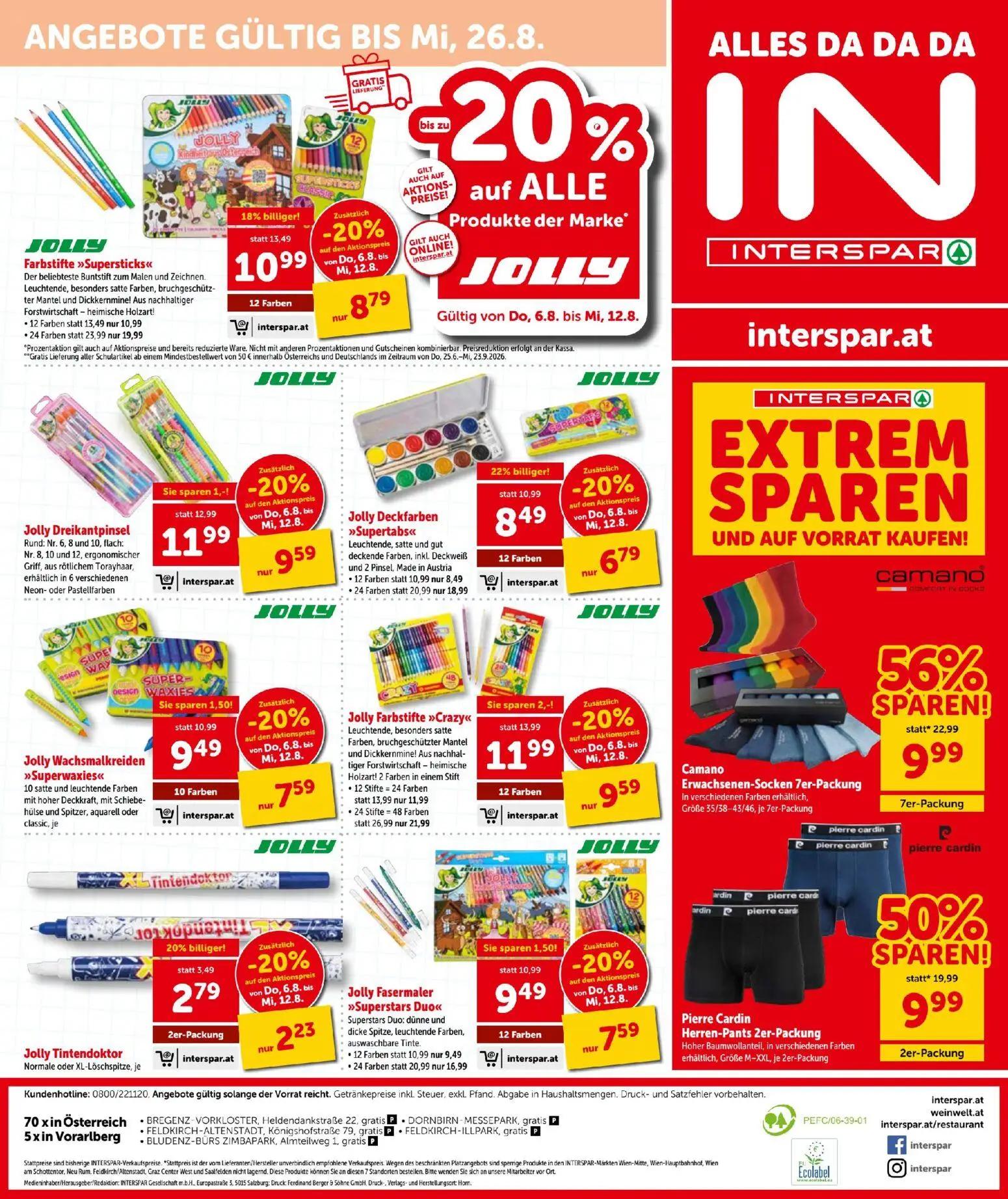 Interspar Prospekt, Seite 16 von 16 — Pierre Cardin Herren-Pants 2er-Packung, Jolly Farbstifte "Supersticks", Jolly Farbstif…