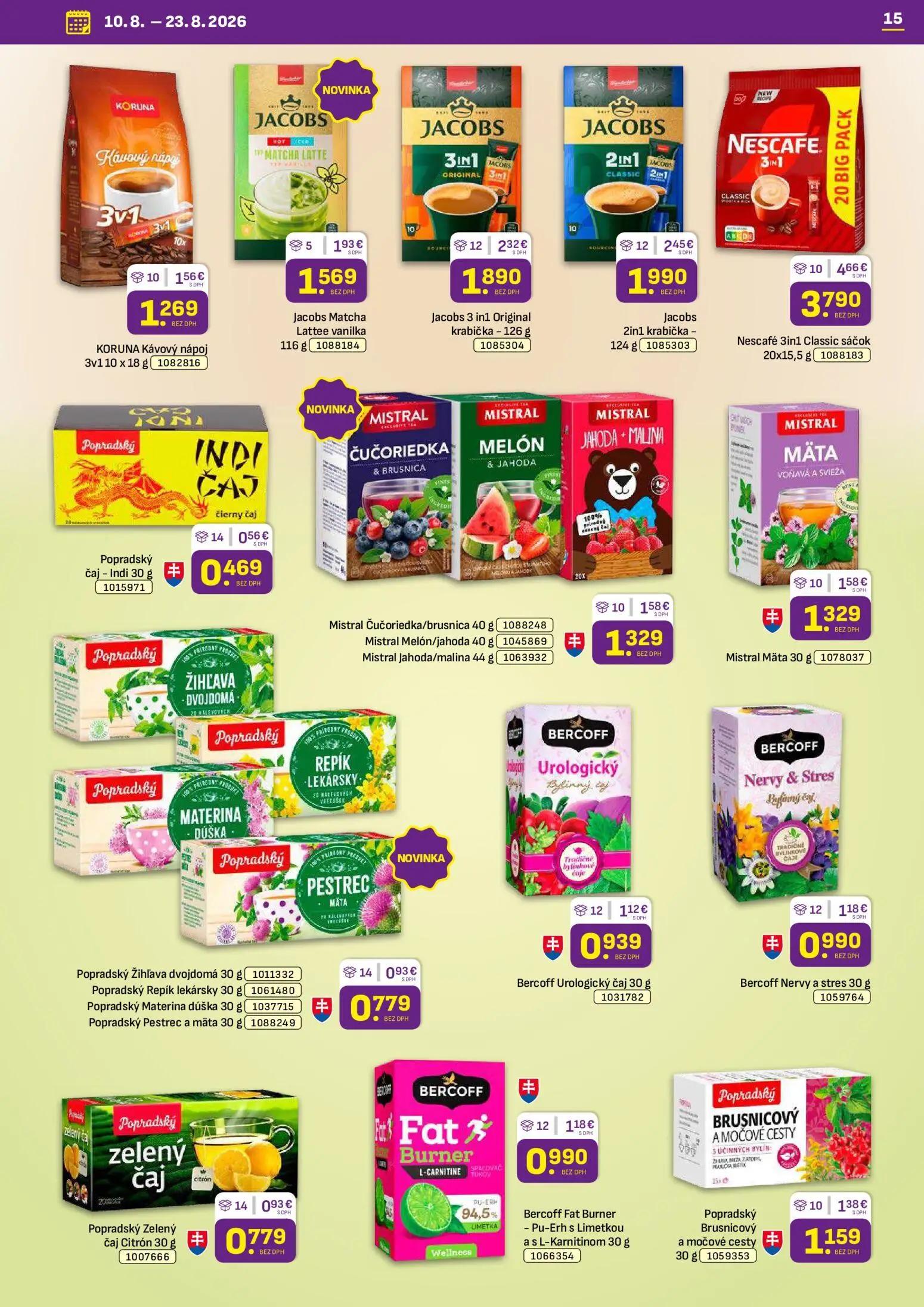 Libex leták, strana 15 z 36 — Nescafé 3in1 Classic sáčok, Jacobs 2in1 krabička, Jacobs 3 in1 Original krabička