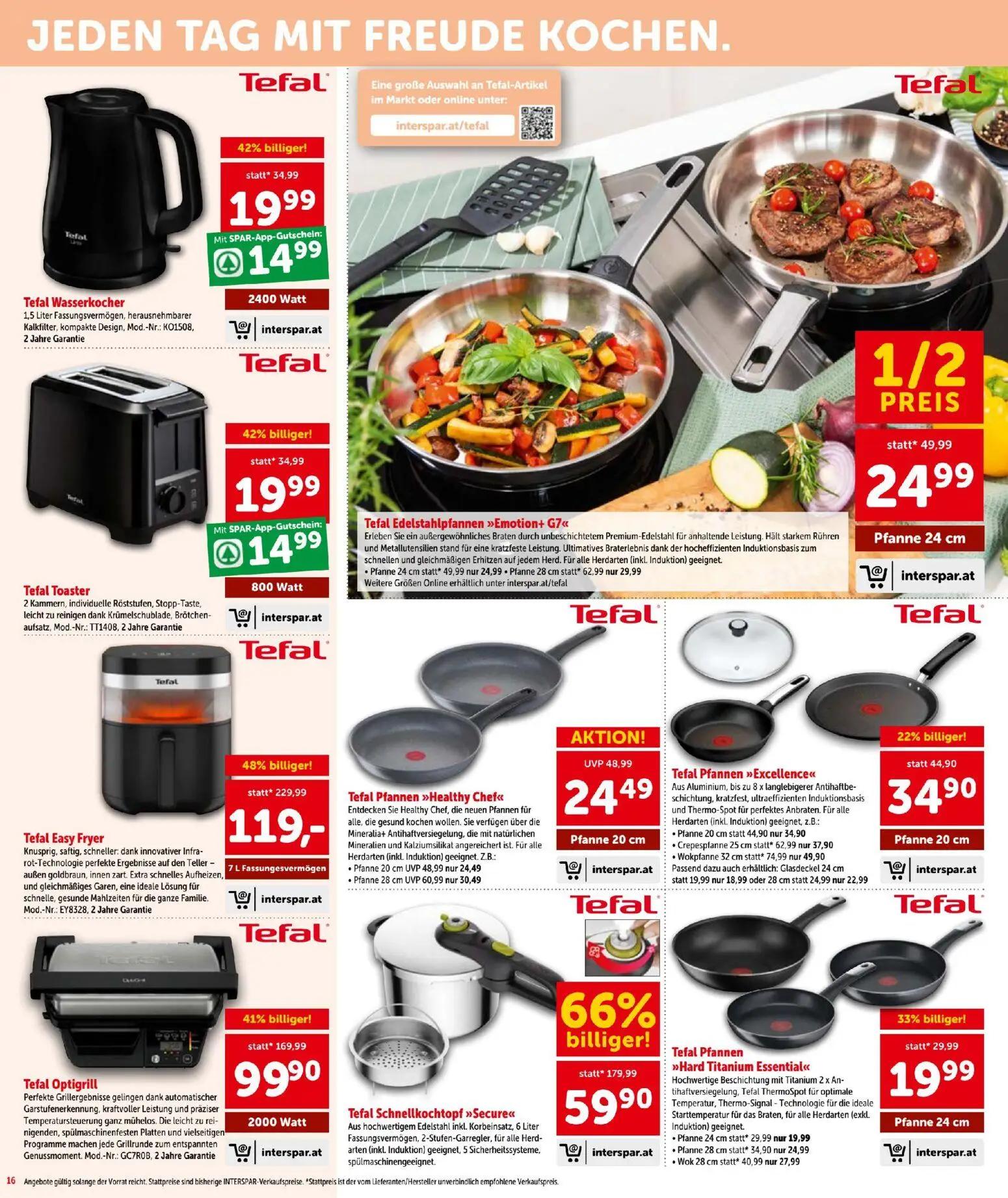 Interspar Prospekt, Seite 16 von 20 — Tefal Schnellkochtopf >>Secure<<, Tefal Easy Fryer, Tefal Optigrill