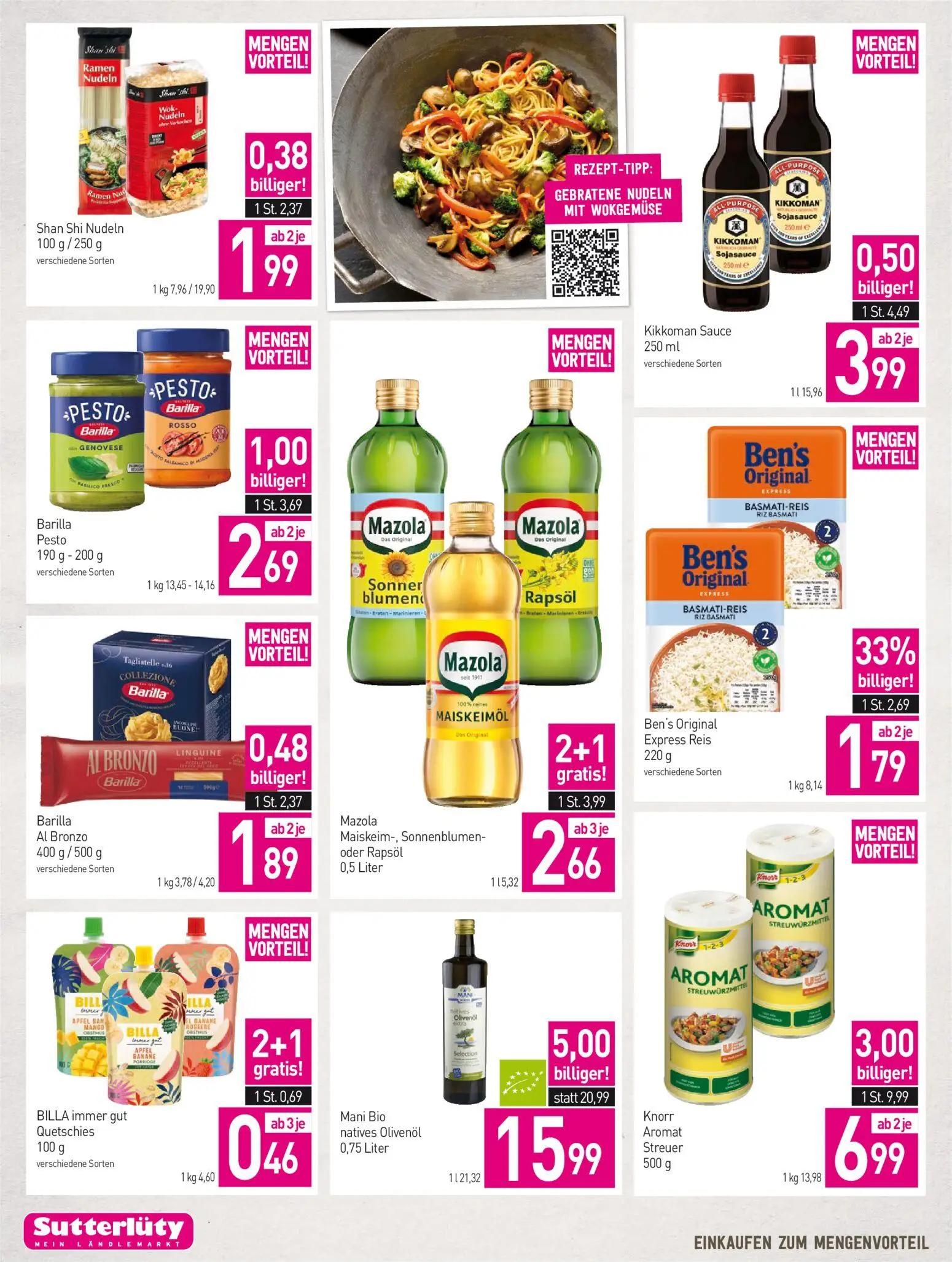 Sutterlüty Prospekt, Seite 16 von 20 — Mani Bio natives Olivenöl, Knorr Aromat Streuer, Mazola Maiskeim-, Sonnenblumen- oder…