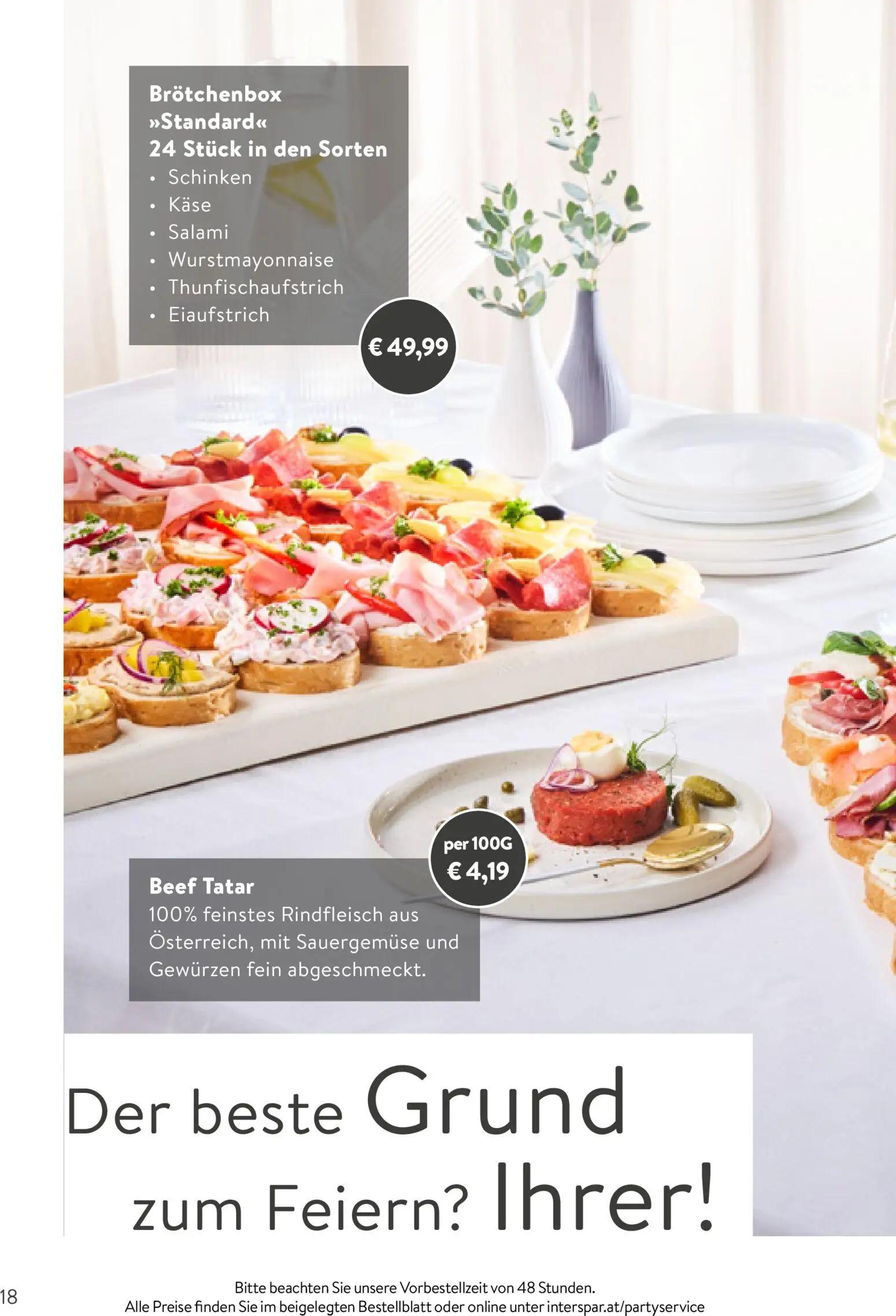 Interspar Prospekt, Seite 18 von 24 — Brötchenbox Standard, Beef Tatar