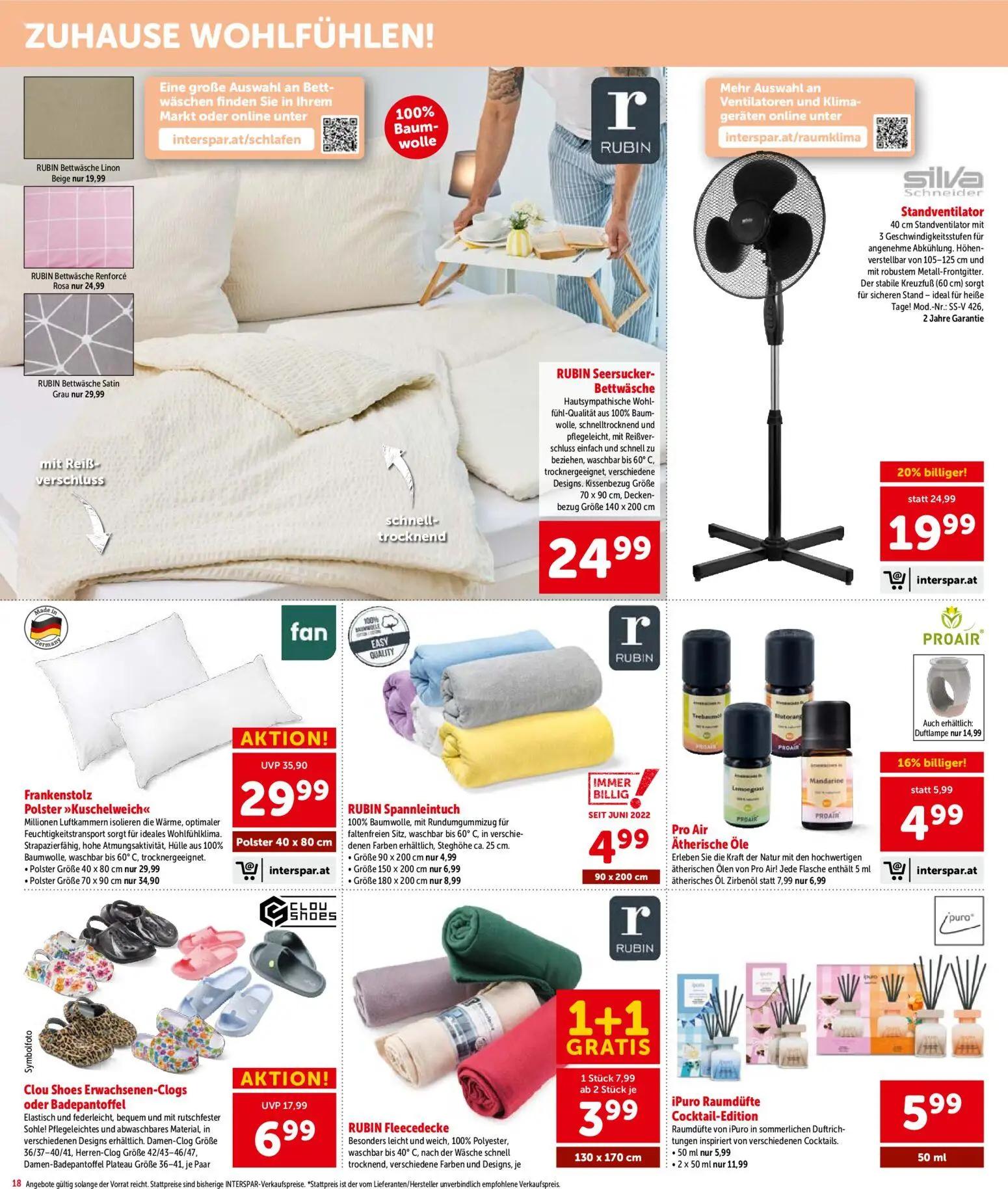 Interspar Prospekt, Seite 19 von 21 — Frankenstolz Polster "Kuschelweich", RUBIN Spannleintuch, RUBIN Fleecedecke
