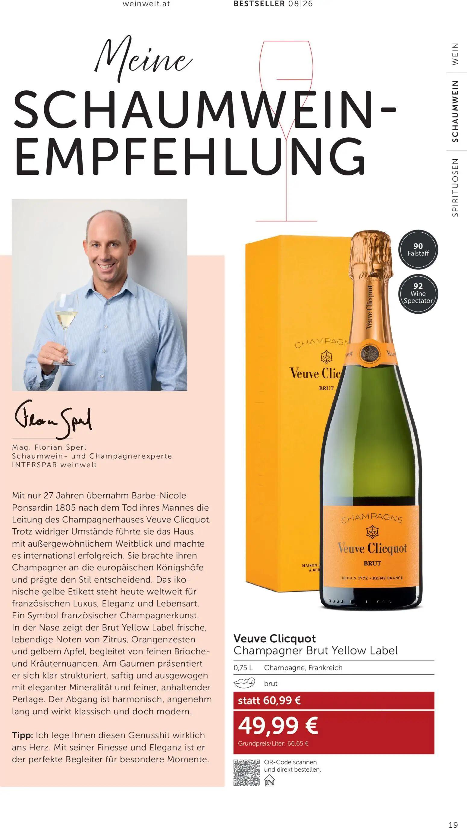 Interspar Prospekt, Seite 19 von 24 — Veuve Clicquot Champagner Brut Yellow Label