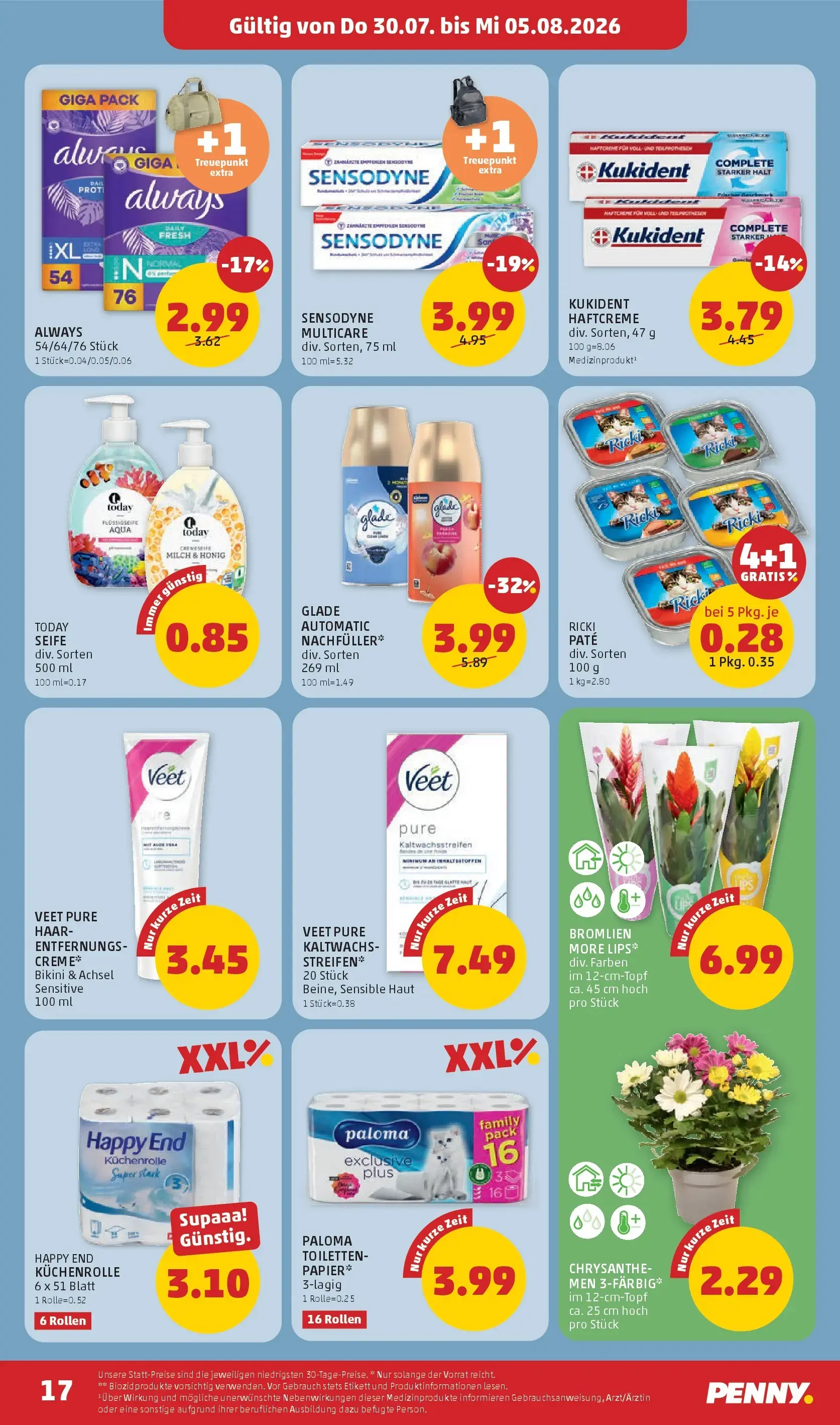PENNY Prospekt, Seite 17 von 28 — GLADE AUTOMATIC NACHFÜLLER*, SENSODYNE MULTICARE, KUKIDENT HAFTCREME