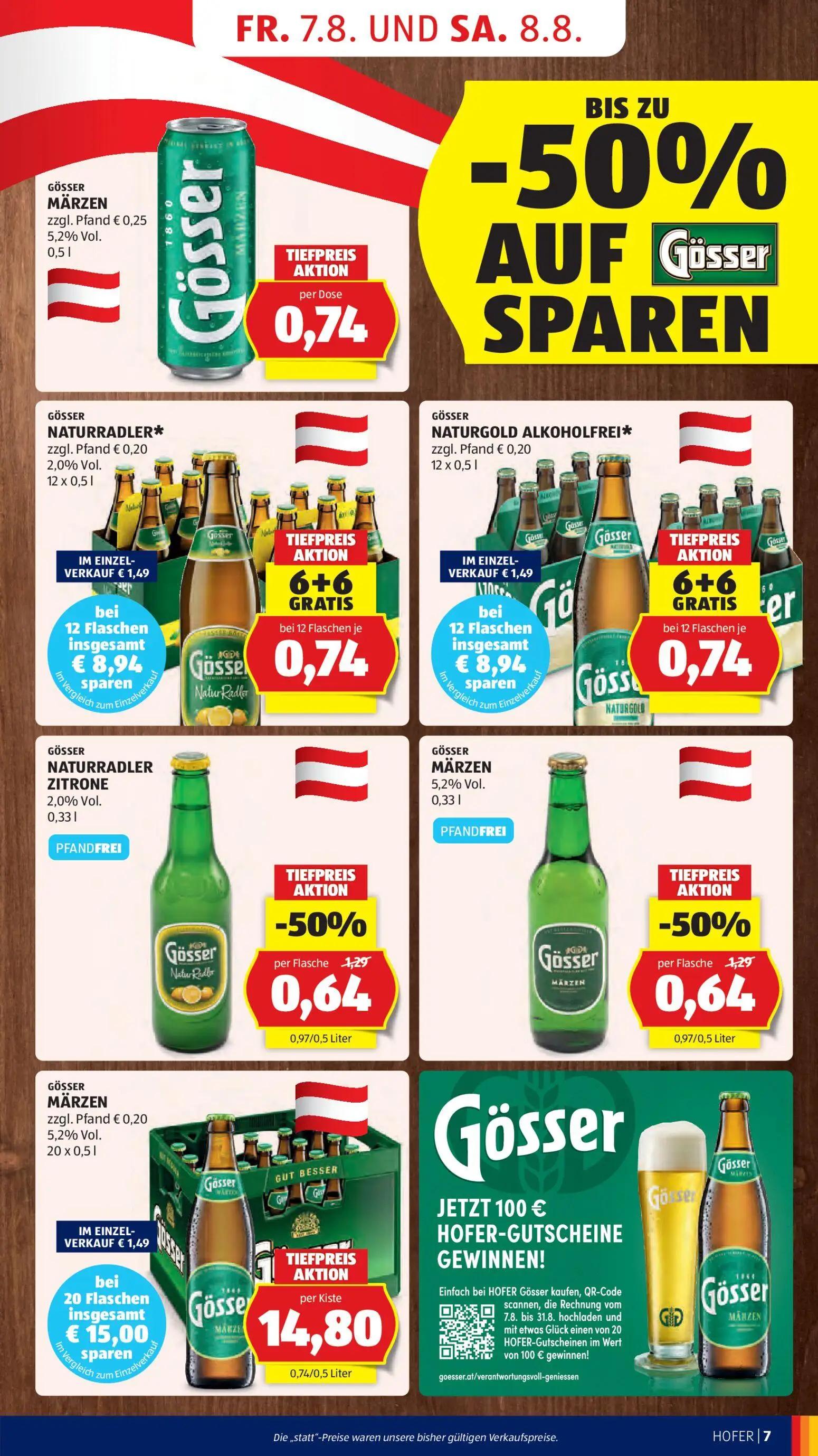 Hofer Prospekt, Seite 19 von 47 — Gösser Naturradler, Gösser Naturgold Alkoholfrei, Gösser Naturradler Zitrone