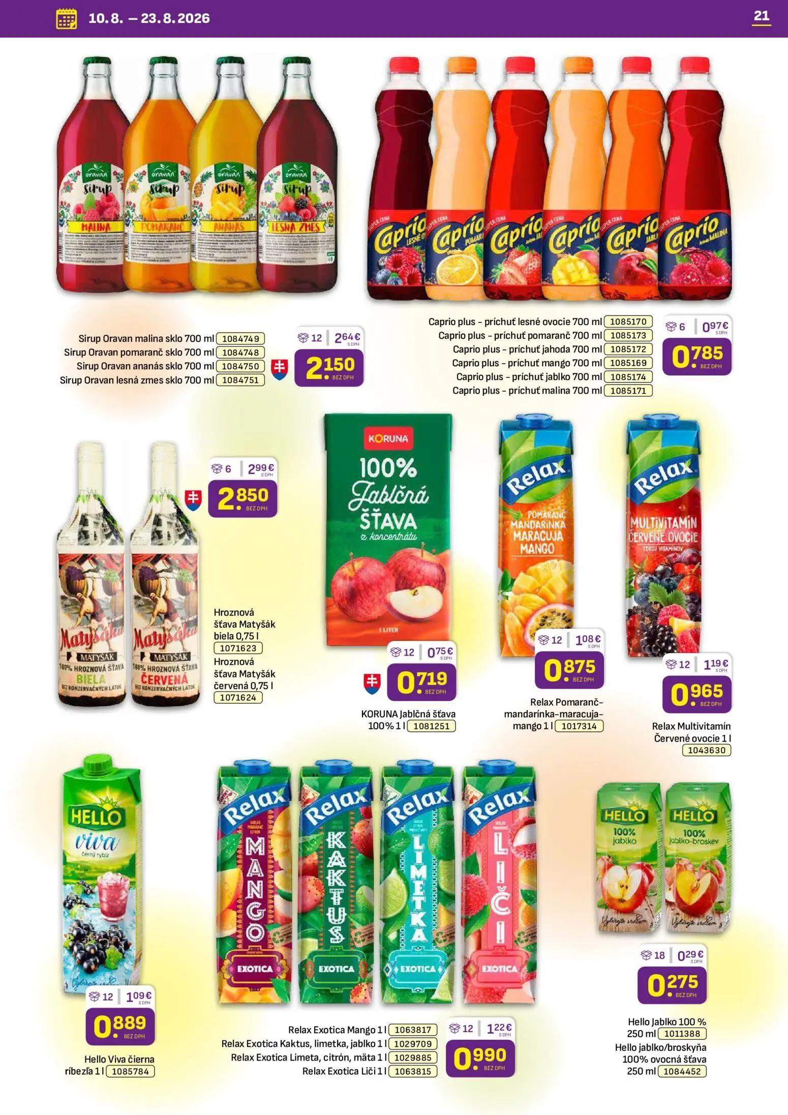 Libex leták, strana 21 z 36 — Sirup Oravan malina, Sirup Oravan pomaranč, Sirup Oravan ananás