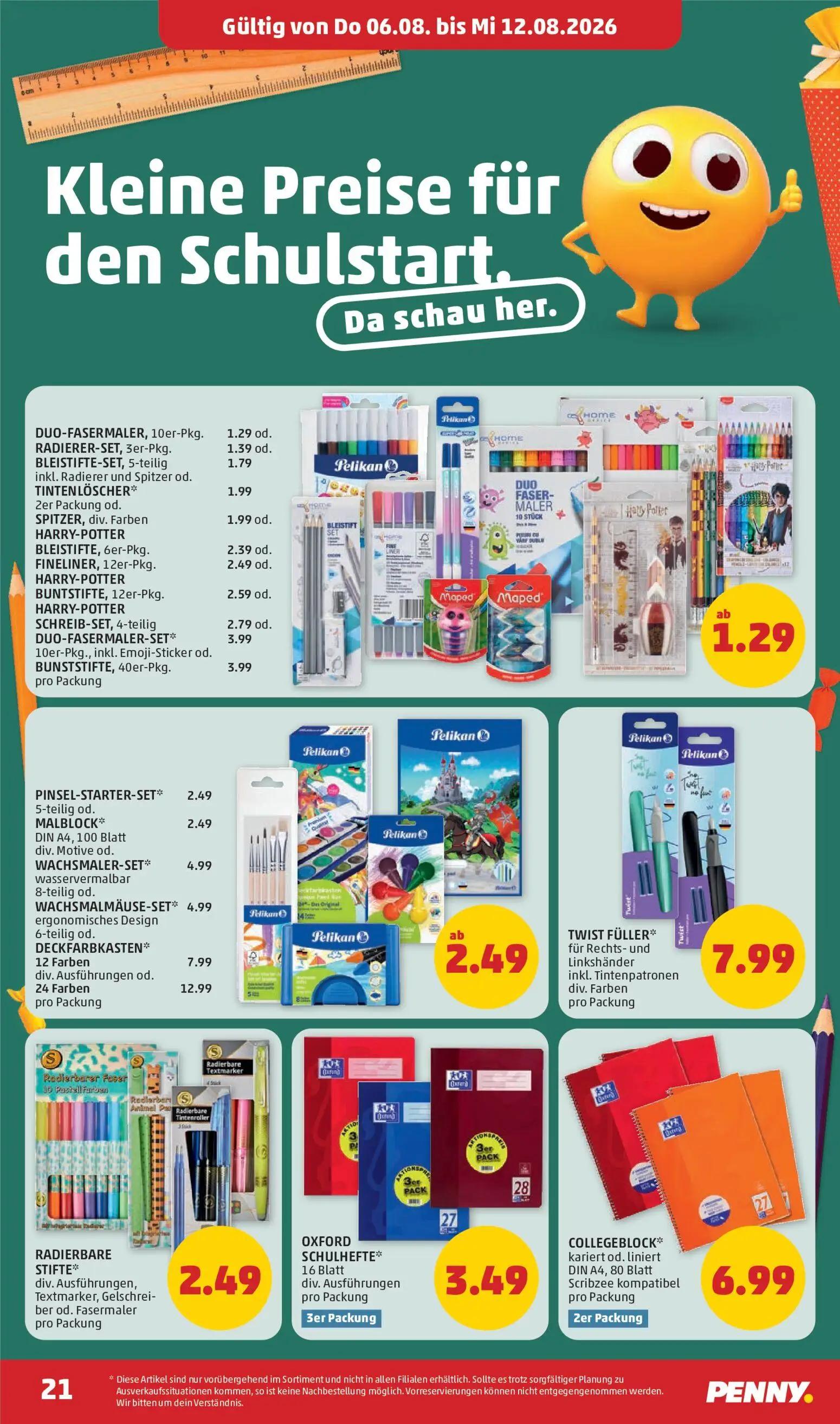 PENNY Prospekt, Seite 21 von 28 — RADIERER-SET, BLEISTIFTE-SET, DUO-FASERMALER-SET*