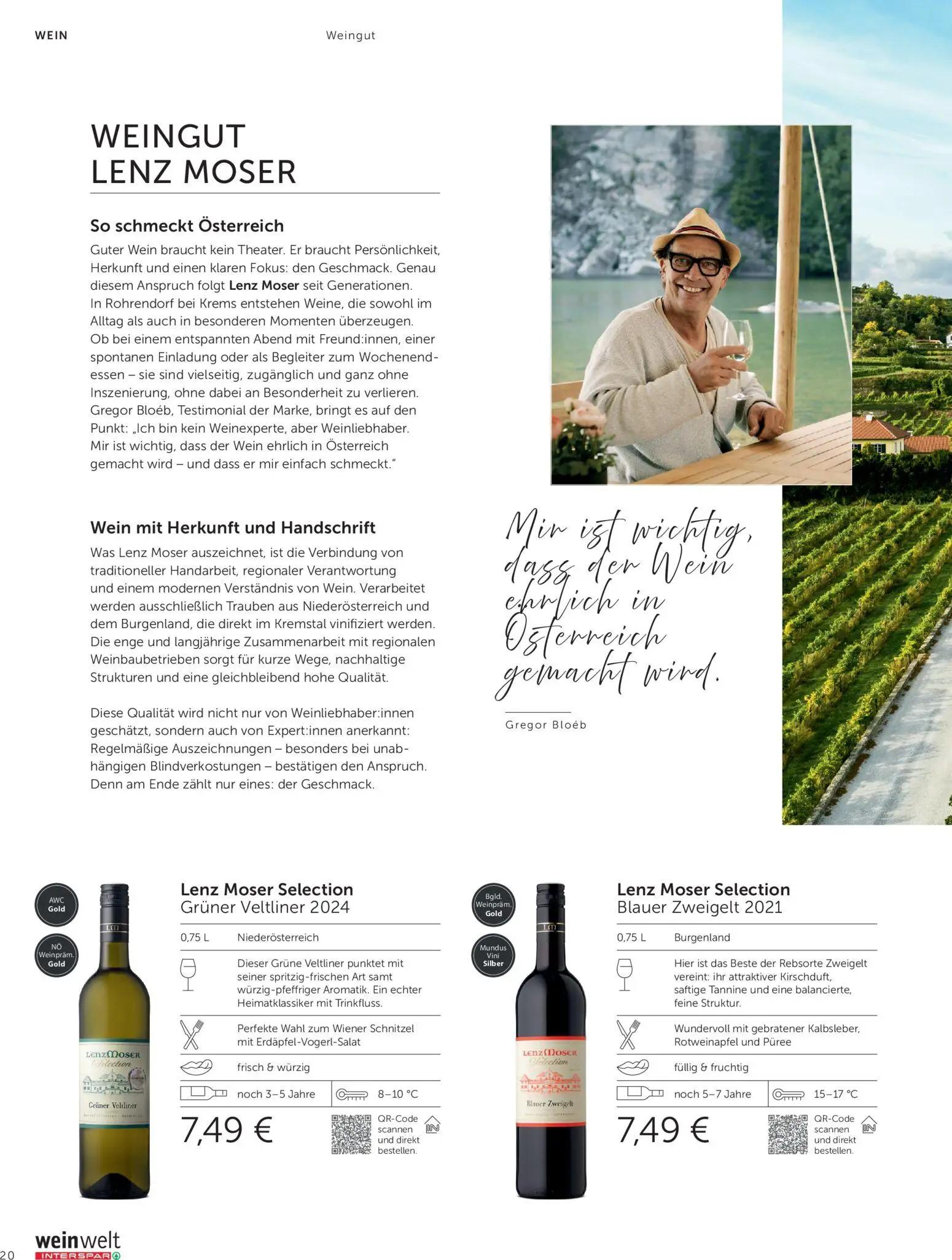 Interspar Prospekt, Seite 20 von 60 — Lenz Moser Selection Grüner Veltliner 2024, Lenz Moser Selection Blauer Zweigelt 2021