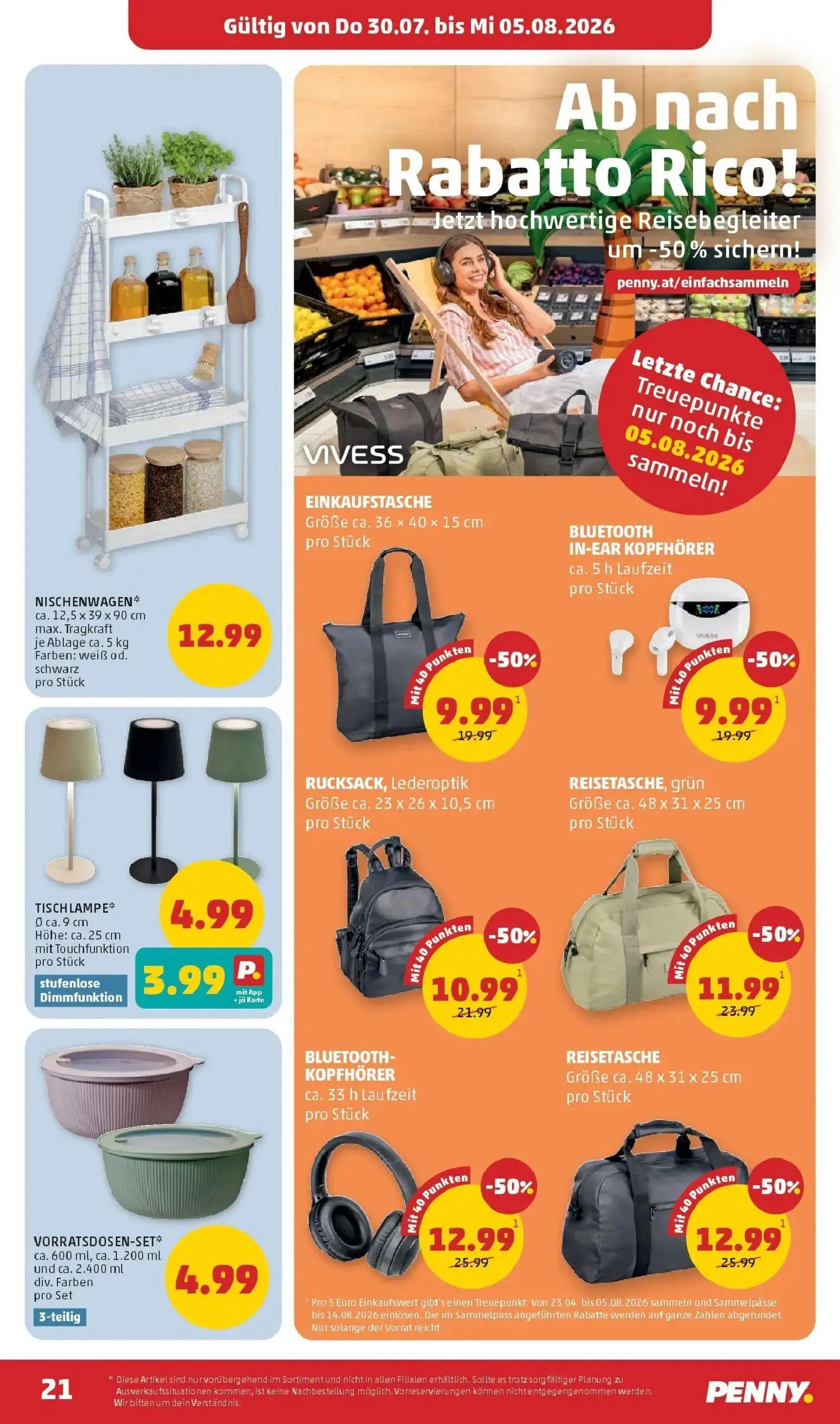 PENNY Prospekt, Seite 21 von 28 — BLUETOOTH-KOPFHÖRER, REISETASCHE, REISETASCHE, grün