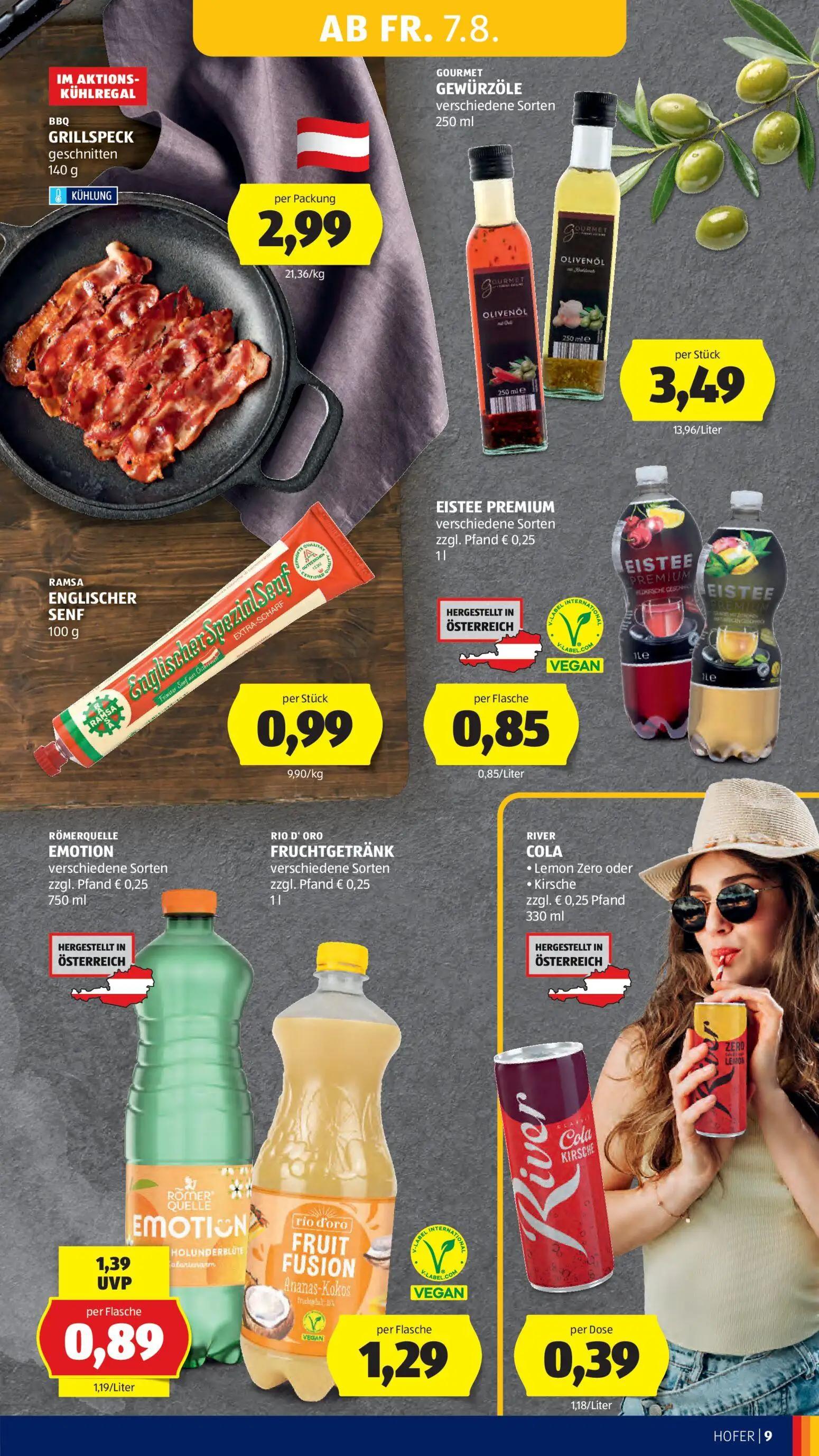 Hofer Prospekt, Seite 21 von 47 — RÖMERQUELLE EMOTION, EISTEE PREMIUM, RIO D'ORO FRUCHTGETRÄNK