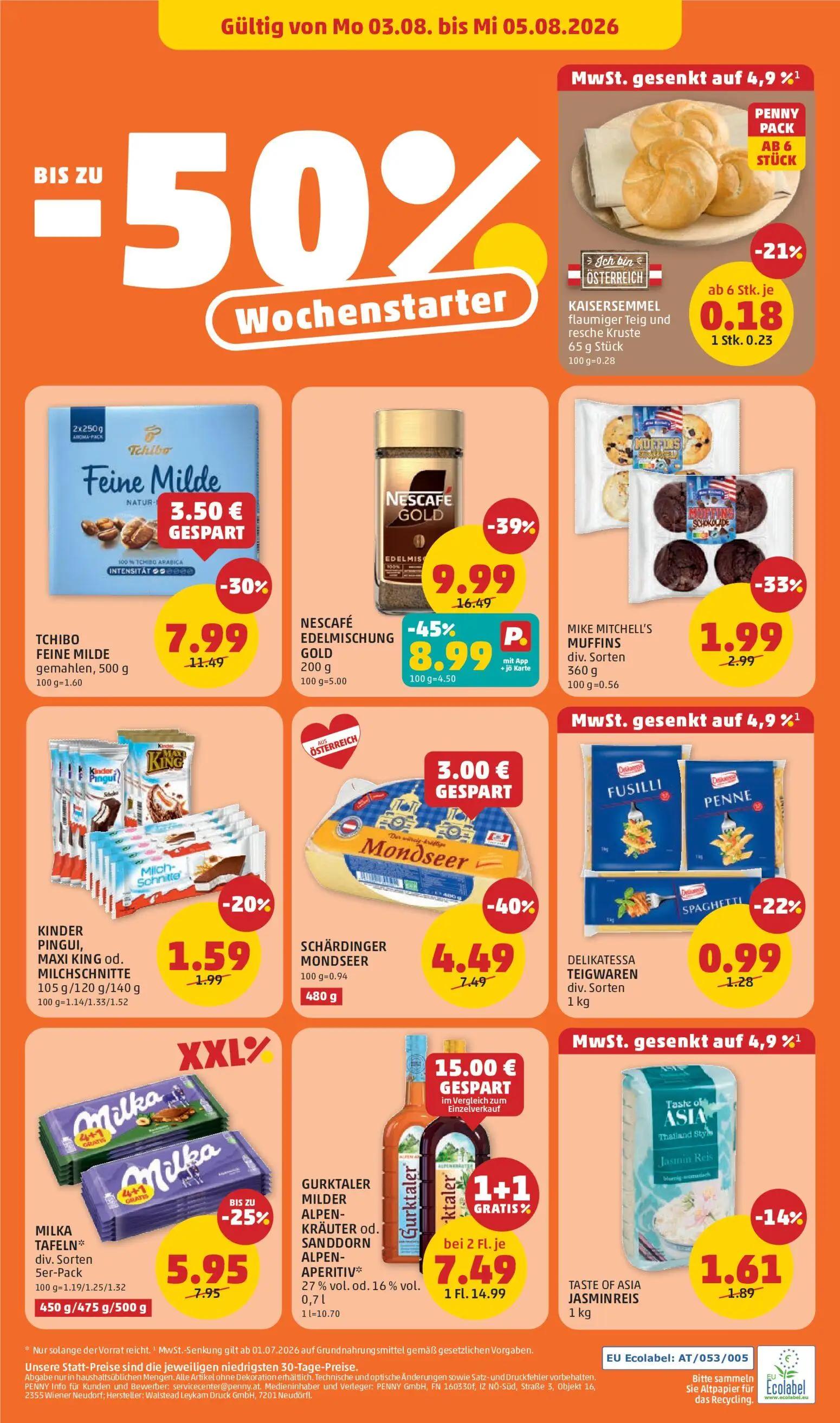 PENNY Prospekt, Seite 24 von 28 — NESCAFÉ EDELMISCHUNG GOLD, TCHIBO FEINE MILDE, KINDER PINGUI, MAXI KING od. MILCHSCHNITTE