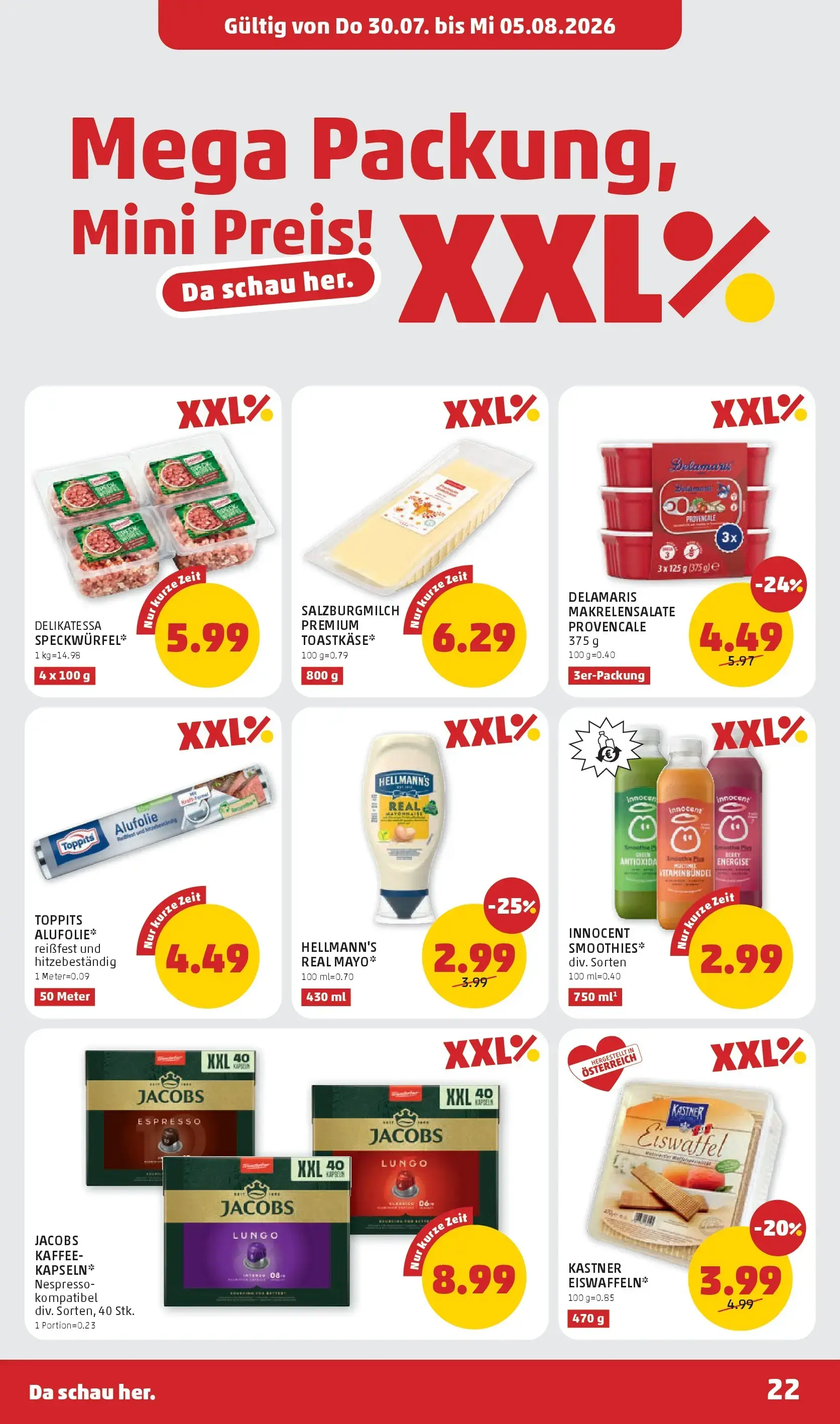 PENNY Prospekt, Seite 22 von 28 — DELAMARIS MAKRELENSALATE PROVENCALE, HELLMANN'S REAL MAYO, KASTNER EISWAFFELN