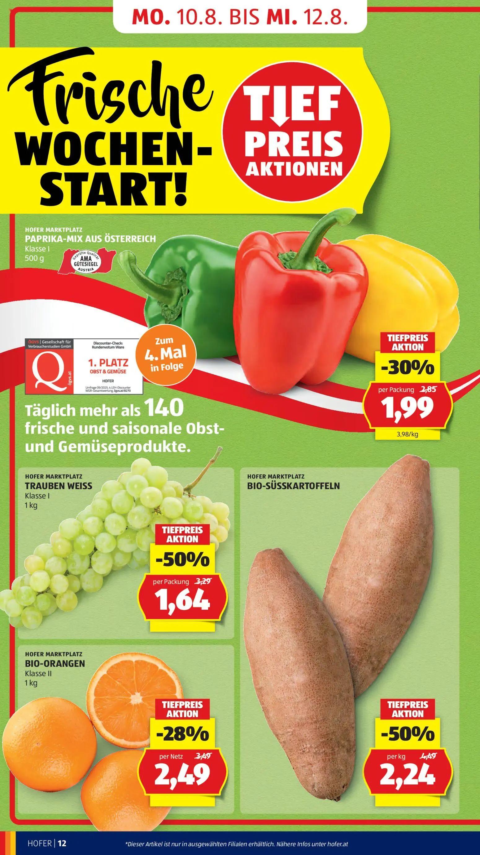 Hofer Prospekt, Seite 24 von 47 — BIO-SÜSSKARTOFFELN, TRAUBEN WEISS, BIO-ORANGEN