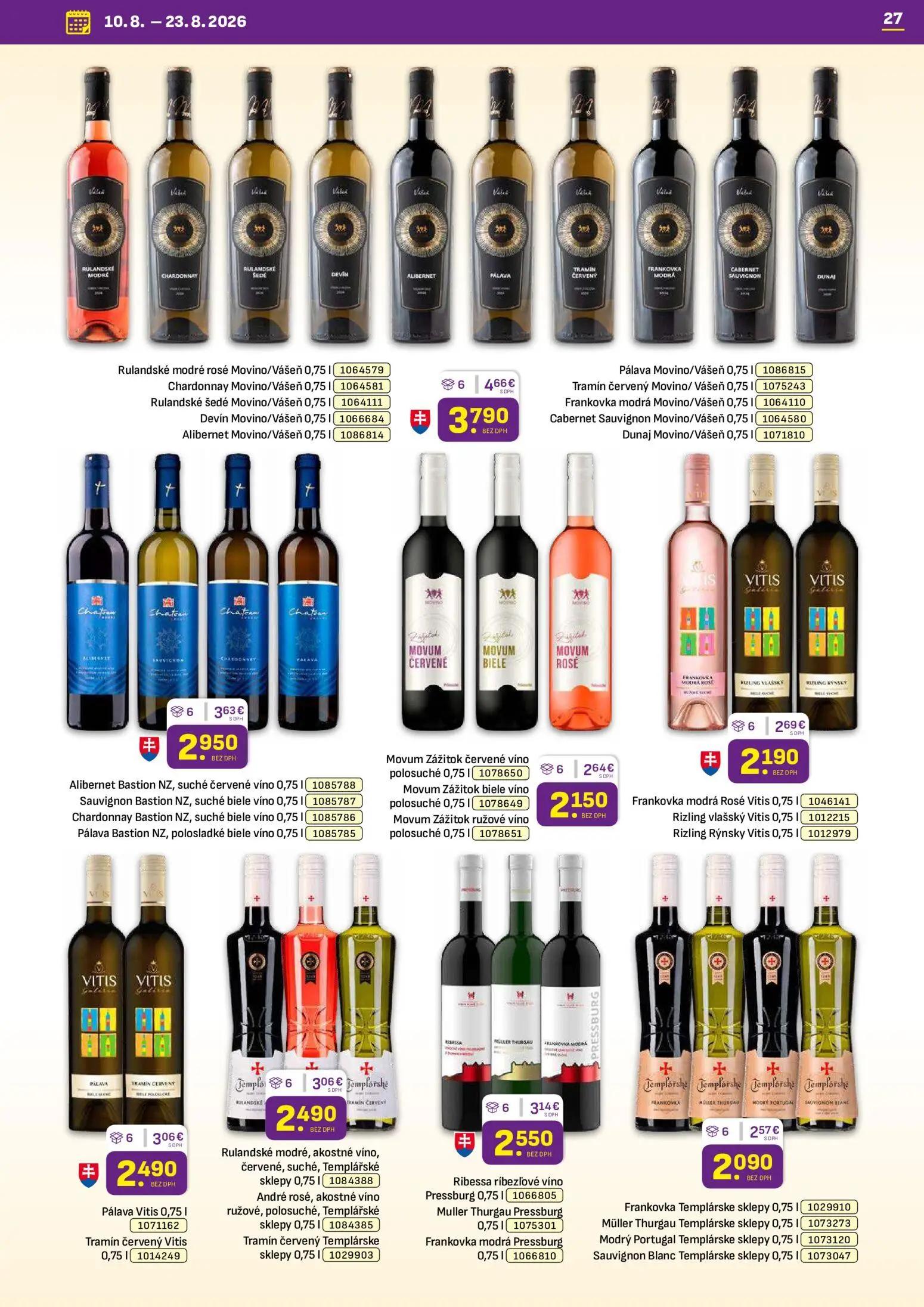 Libex leták, strana 27 z 36 — Rulandské modré rosé Movino/Vášeň, Chardonnay Movino/Vášeň, Rulandské šedé Movino/Vášeň