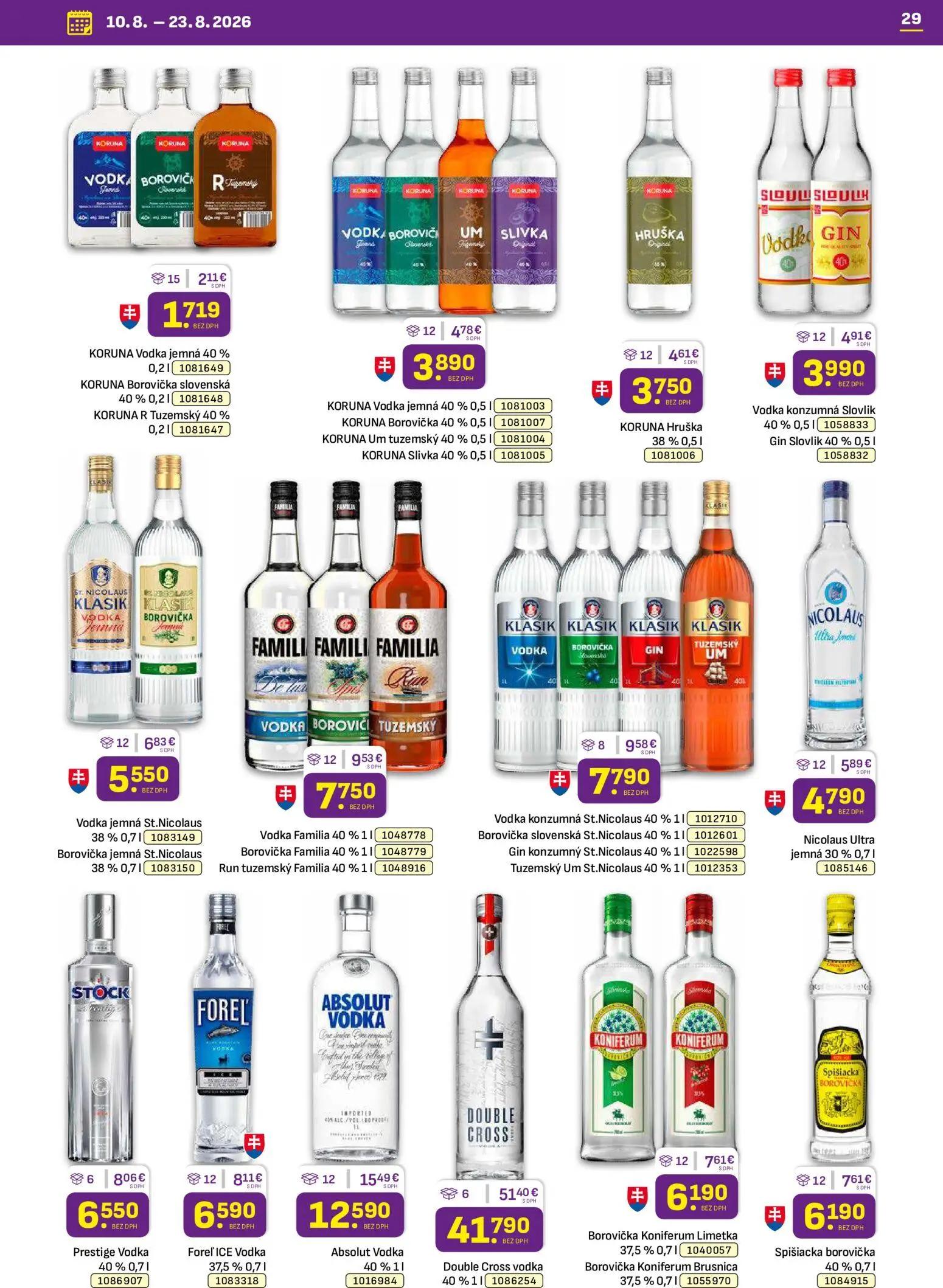 Libex leták, strana 29 z 36 — Double Cross vodka, Absolut Vodka, Vodka konzumná St. Nicolaus
