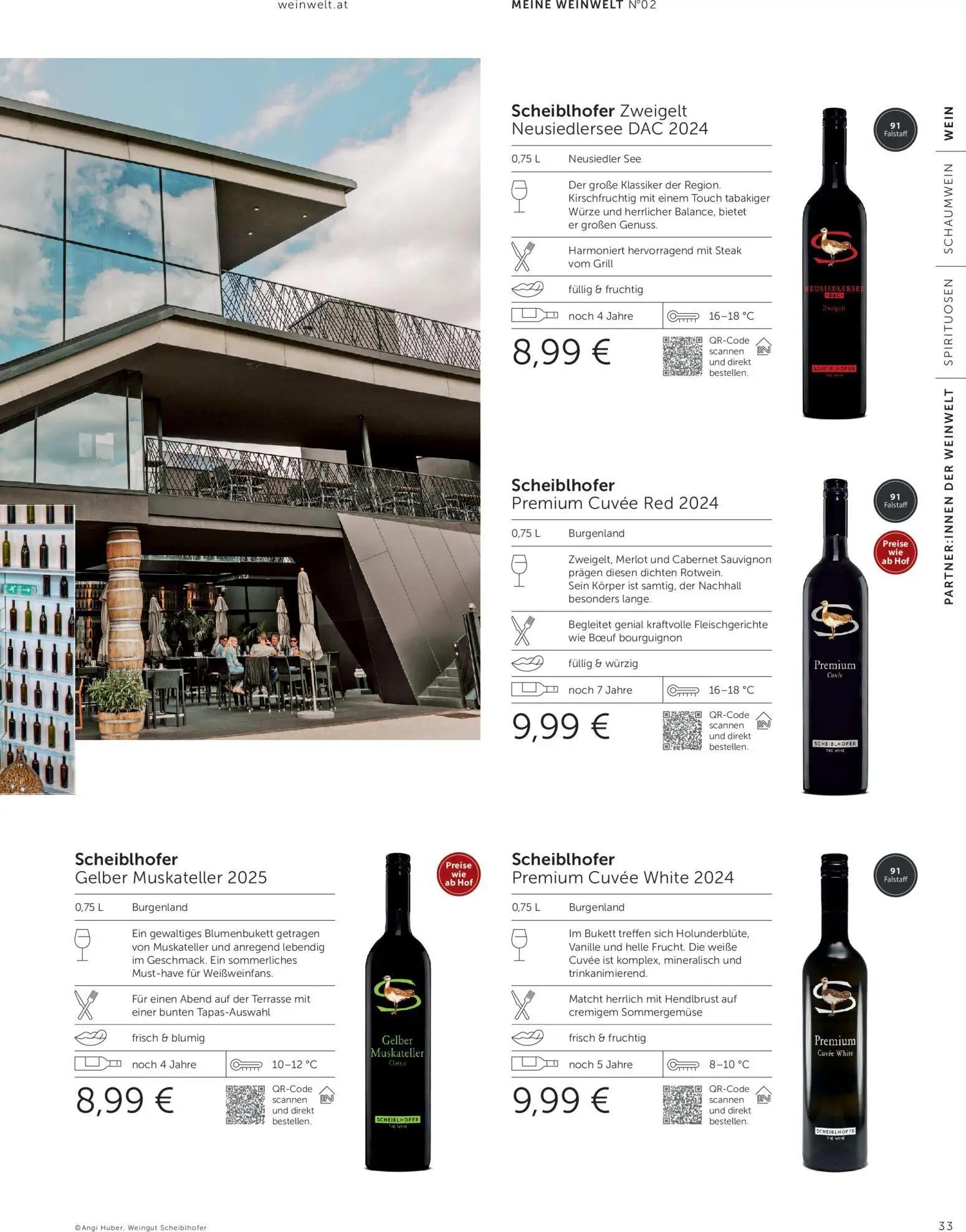Interspar Prospekt, Seite 33 von 60 — Scheiblhofer Zweigelt Neusiedlersee DAC 2024, Scheiblhofer Premium Cuvée Red 2024, Sch…