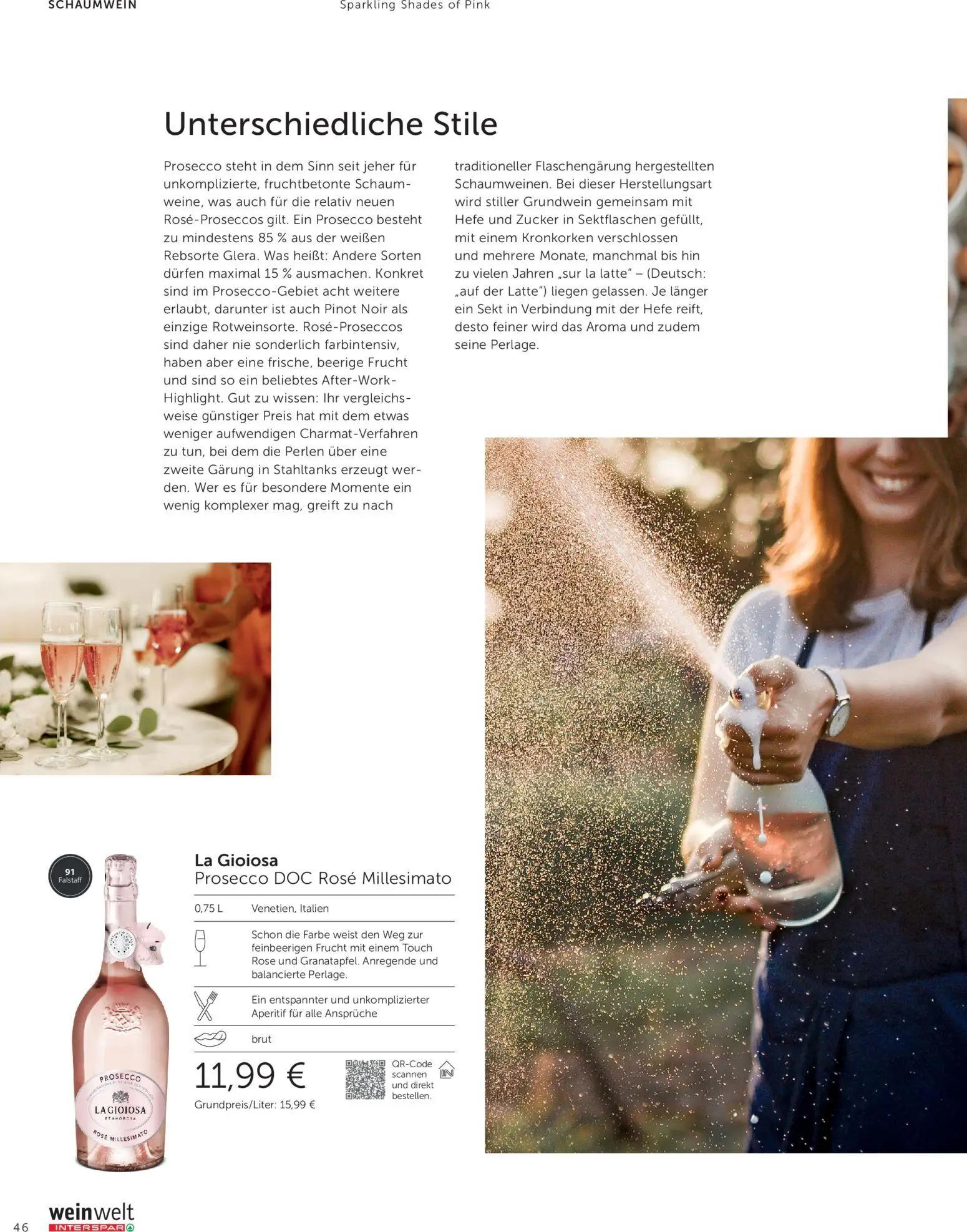 Interspar Prospekt, Seite 46 von 60 — La Gioiosa Prosecco DOC Rosé Millesimato
