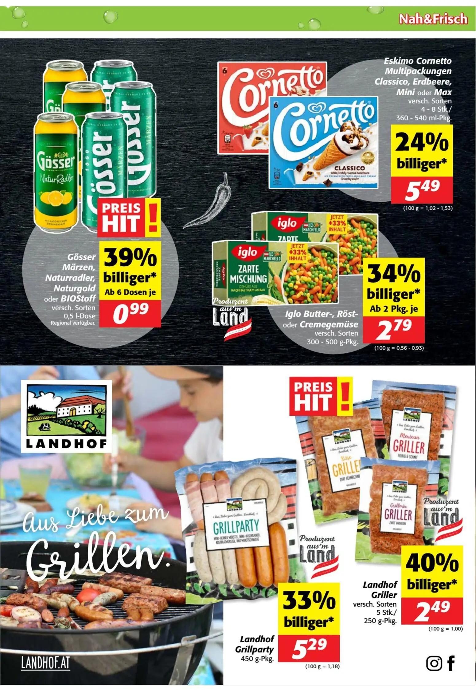 Nah & Frisch Prospekt, Seite 3 von 12 — Landhof Grillparty, Eskimo Cornetto Multipackungen Classico, Erdbeere, Mini oder Max…