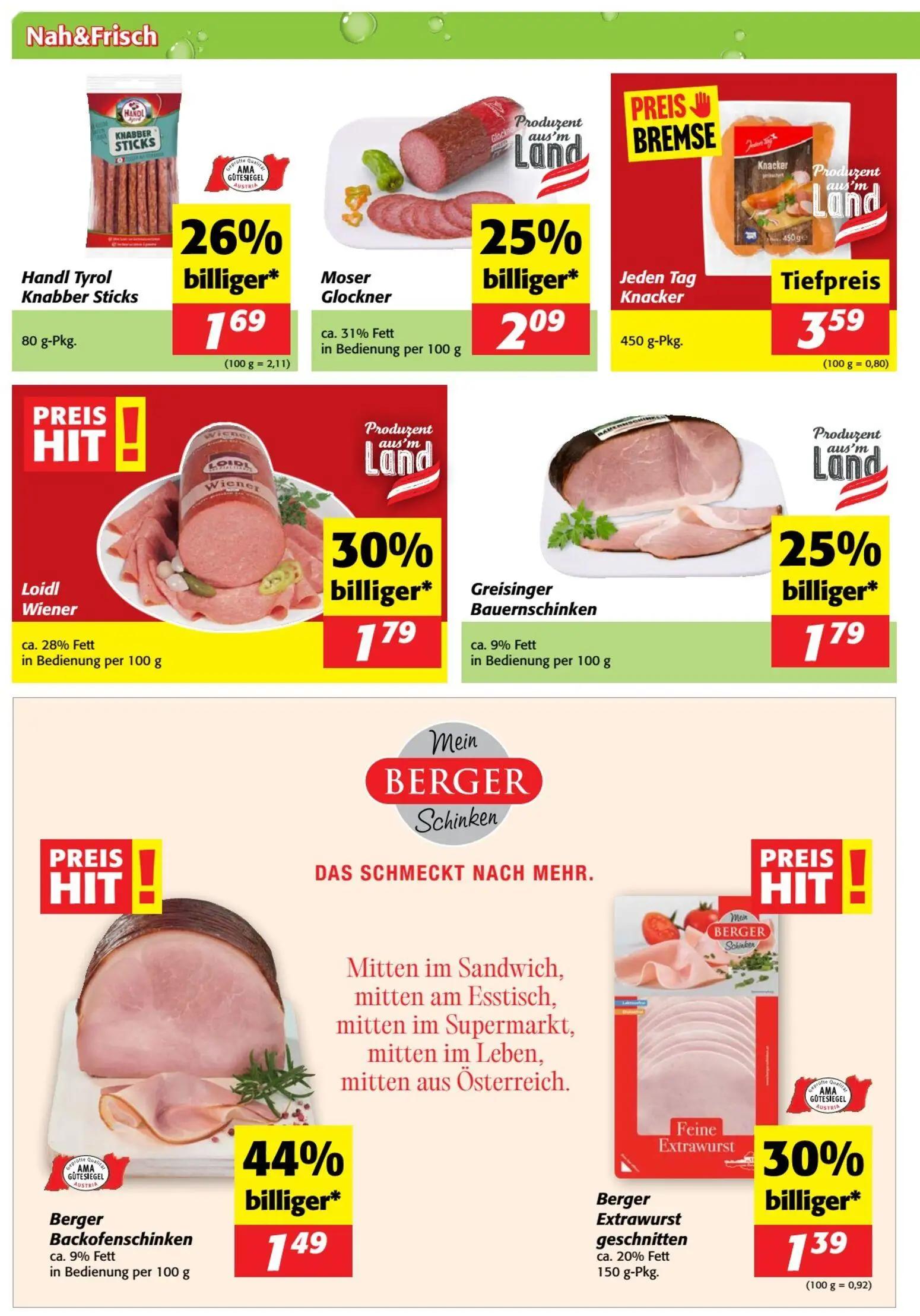 Nah & Frisch Prospekt, Seite 6 von 12 — Berger Backofenschinken, Loidl Wiener, Moser Glockner