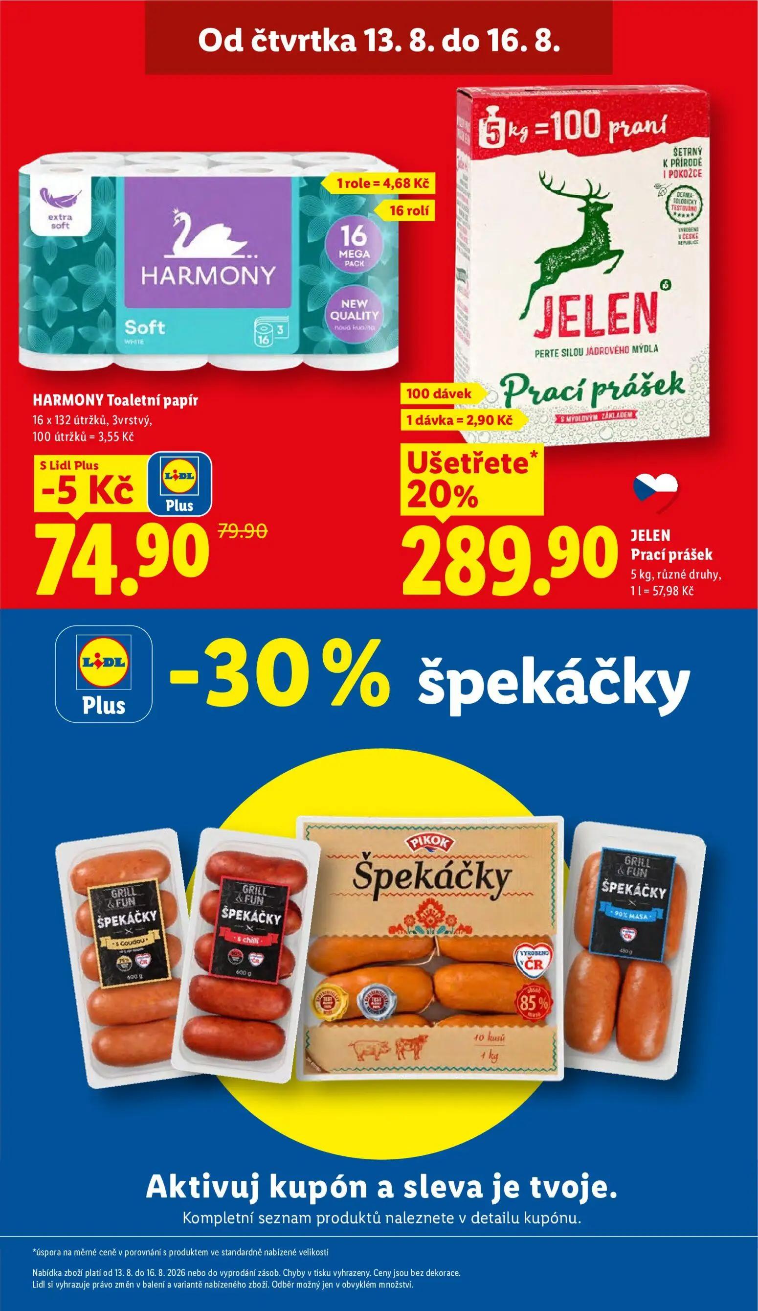 Lidl leták, strana 3 z 52 — JELEN Prací prášek, HARMONY Toaletní papír