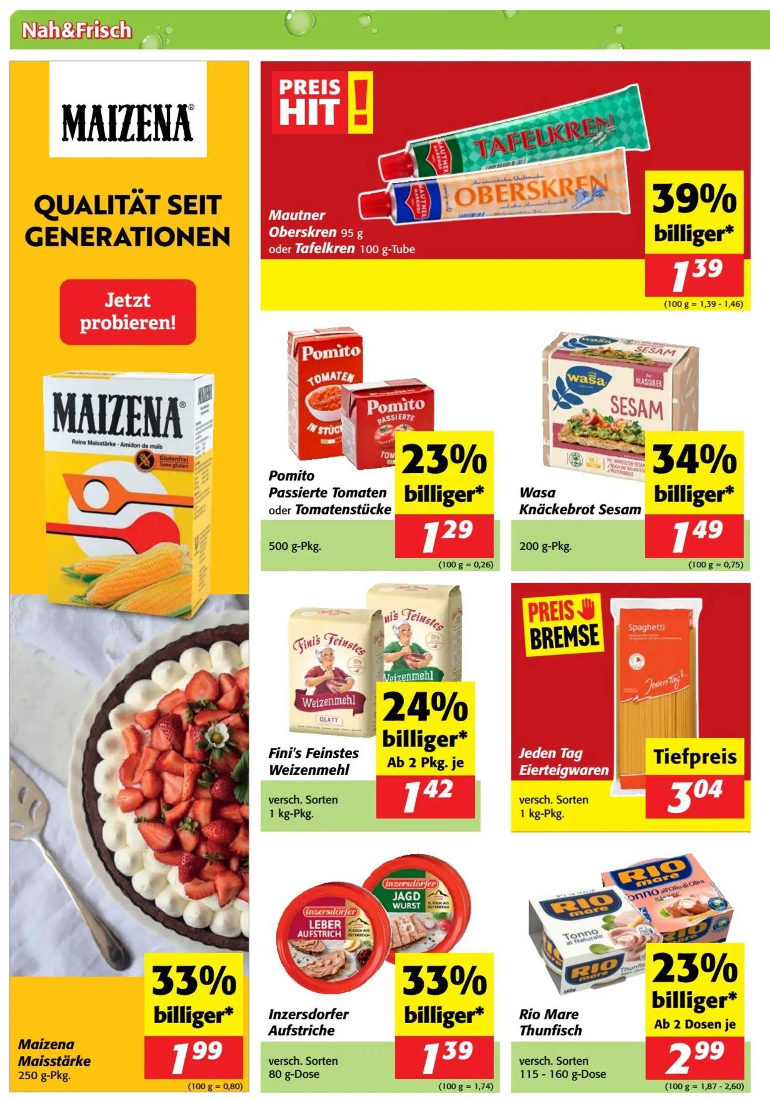 Nah & Frisch Prospekt, Seite 8 von 12 — Maizena Maisstärke, Mautner Oberskren, Rio Mare Thunfisch