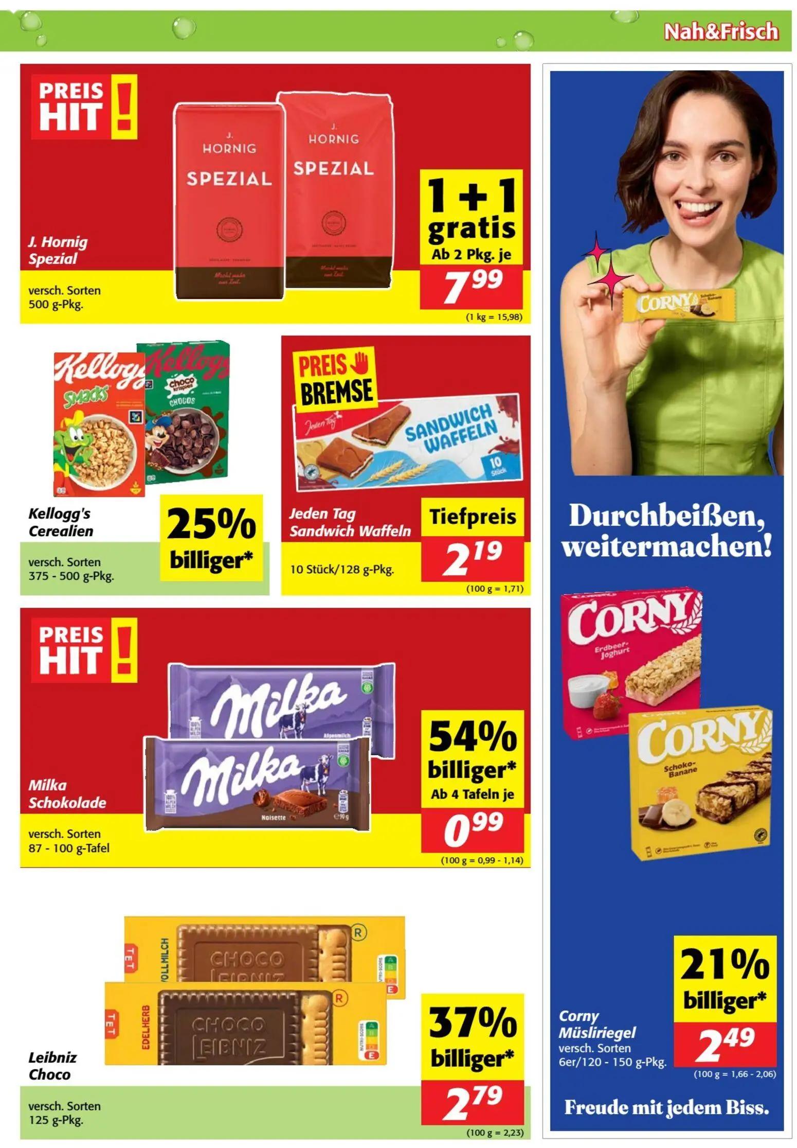 Nah & Frisch Prospekt, Seite 9 von 12 — Leibniz Choco, Milka Schokolade, Corny Müsliriegel