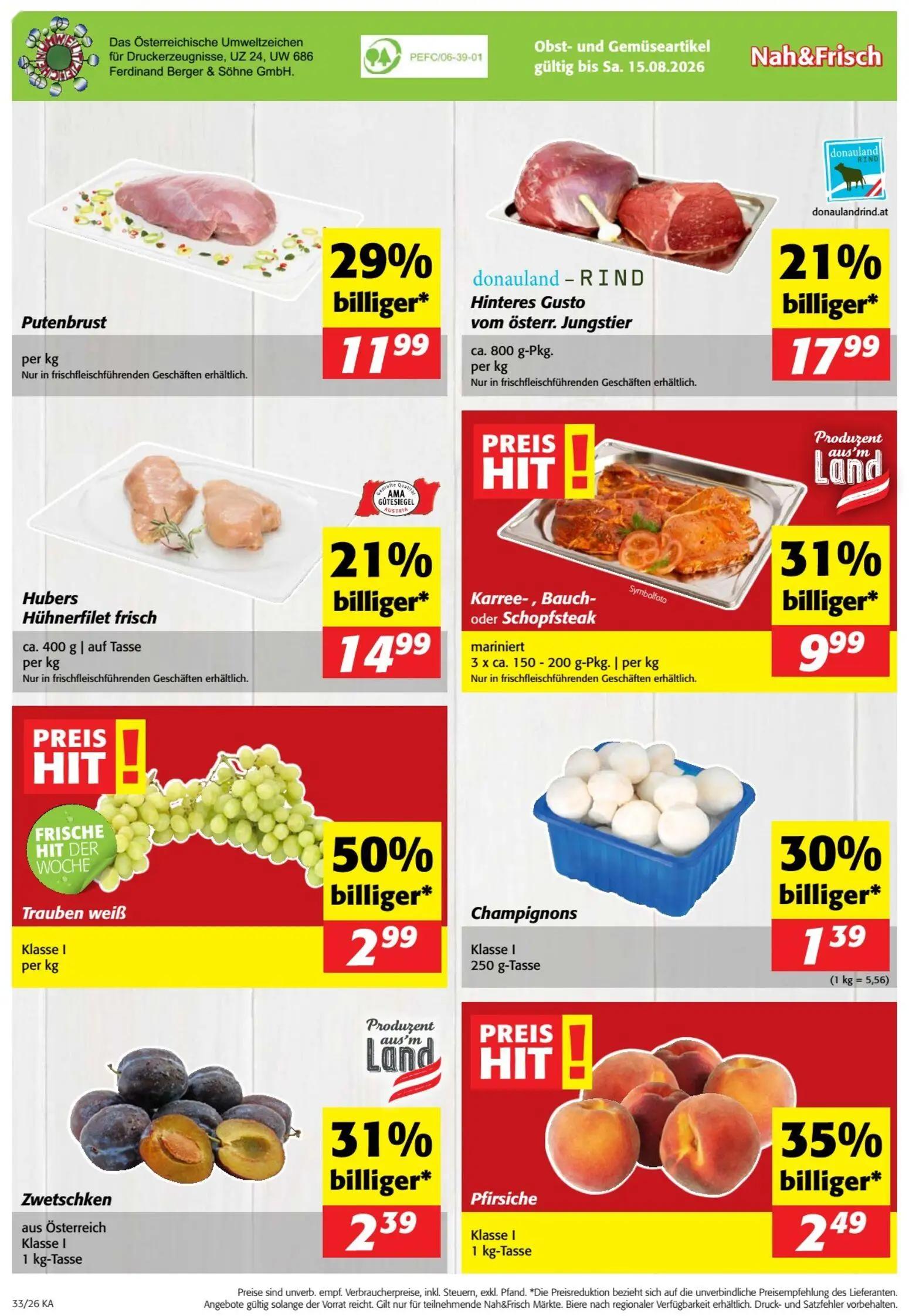 Nah & Frisch Prospekt, Seite 12 von 12 — Putenbrust, Hinteres Gusto, Karree-, Bauch- oder Schopfsteak